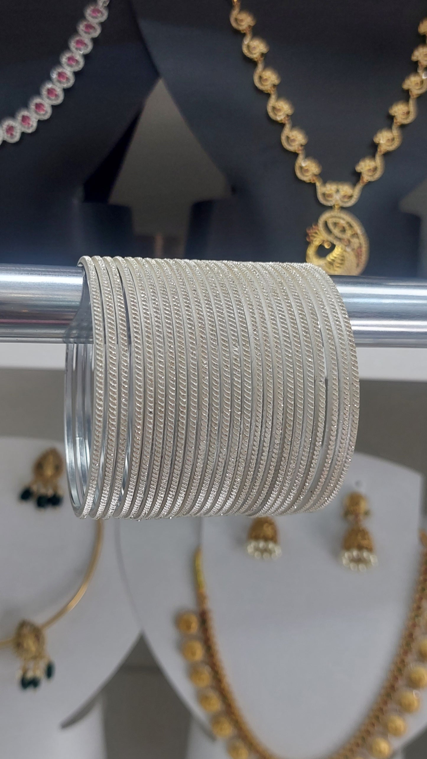 SILVER GLITTER BANGLES