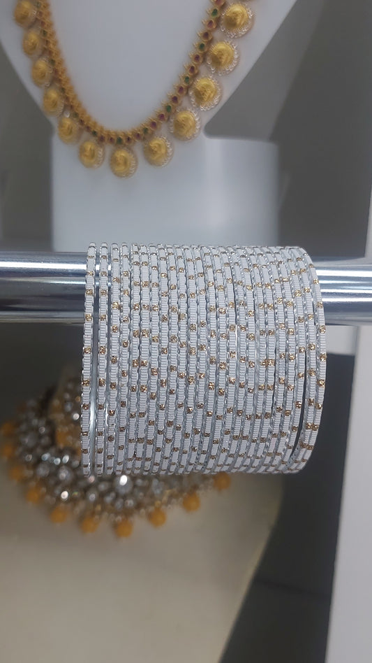 WHITE & GOLD GLITTER BANGLES
