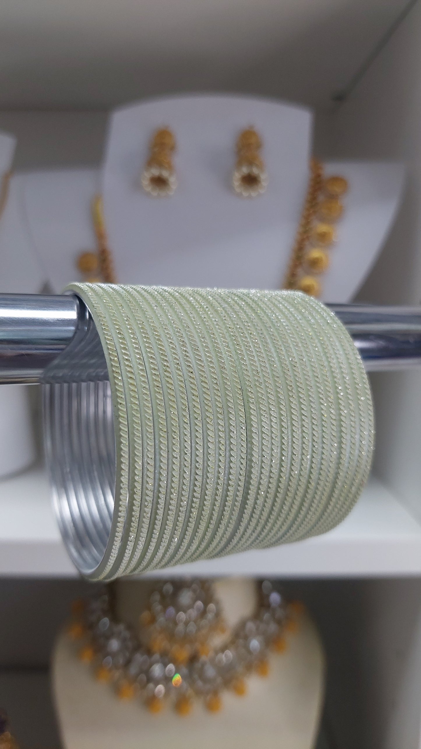 PASTEL GREEN GLITTER BANGLES