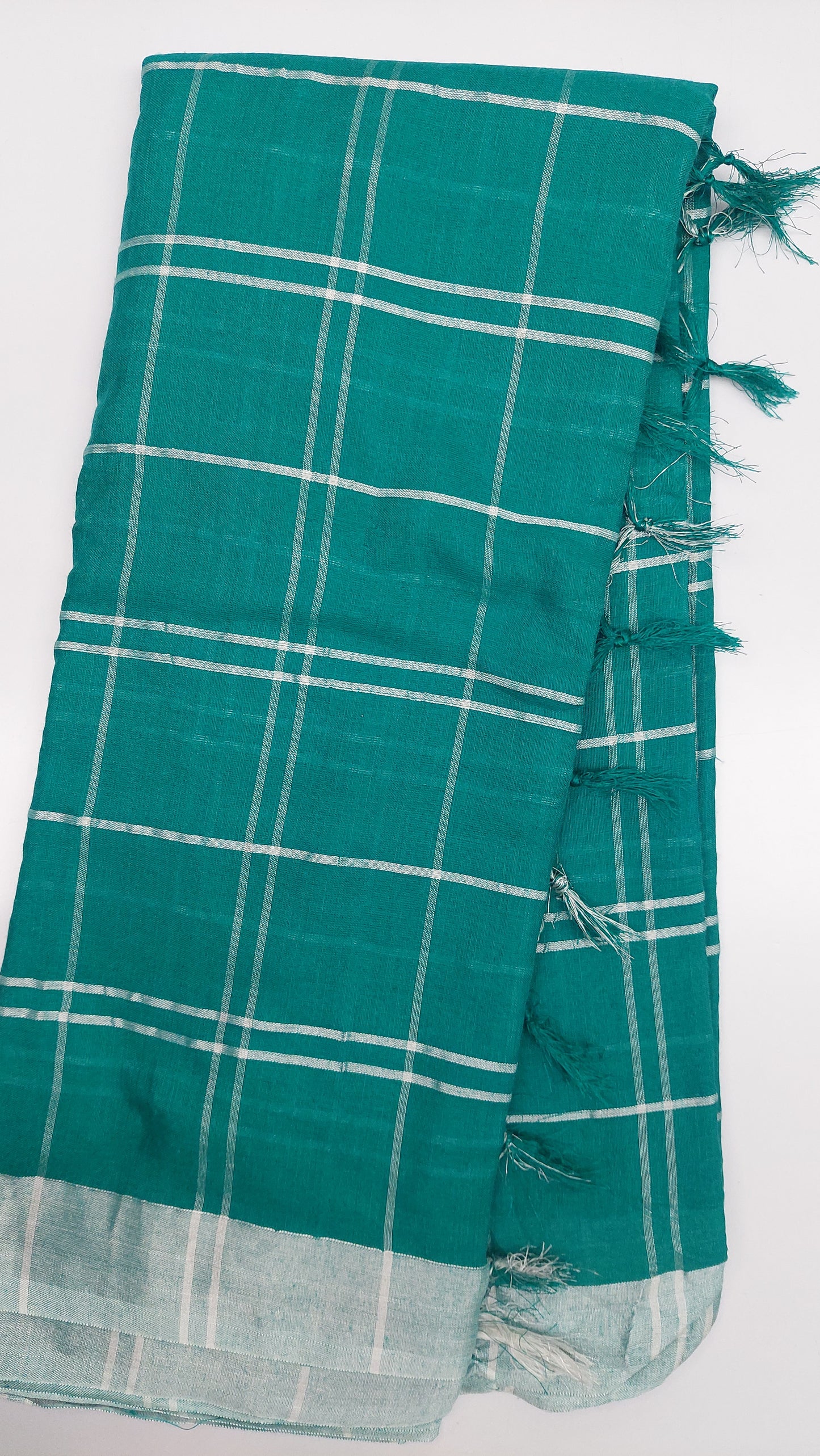 TURQUOISE LINEN SAREE