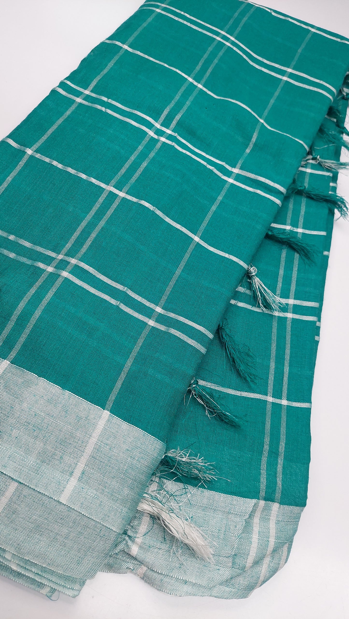 TURQUOISE LINEN SAREE