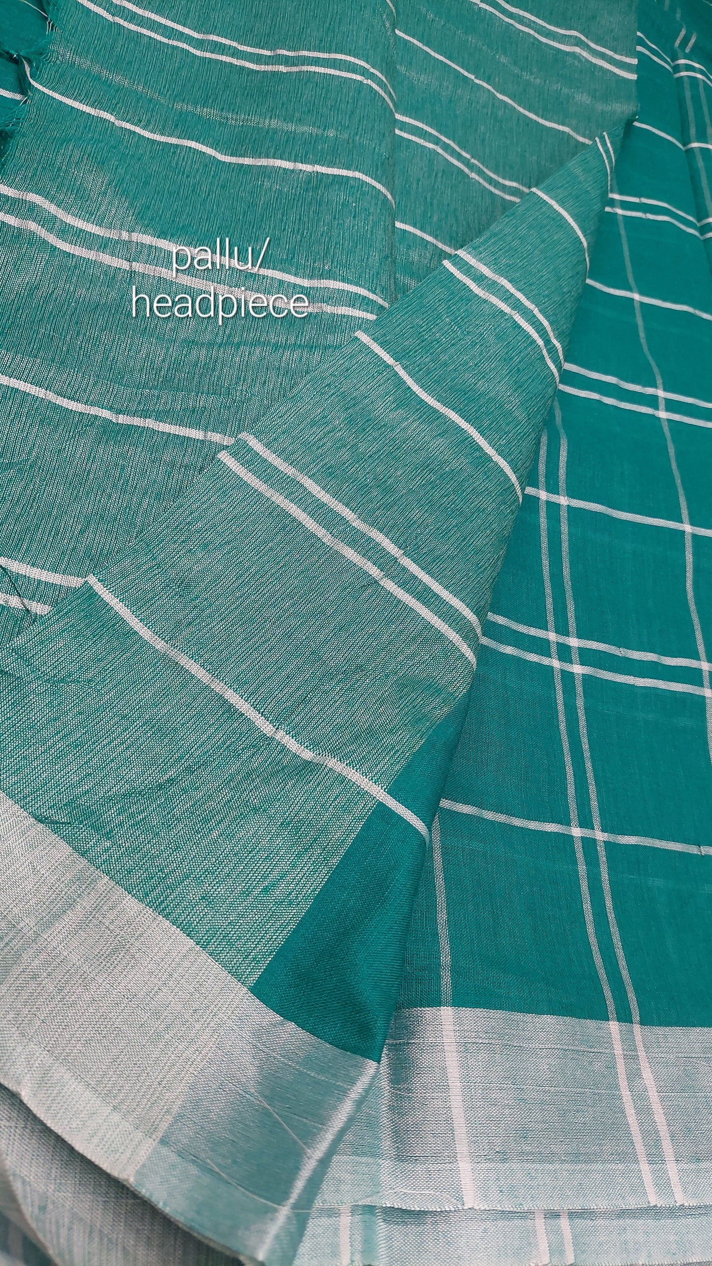TURQUOISE LINEN SAREE