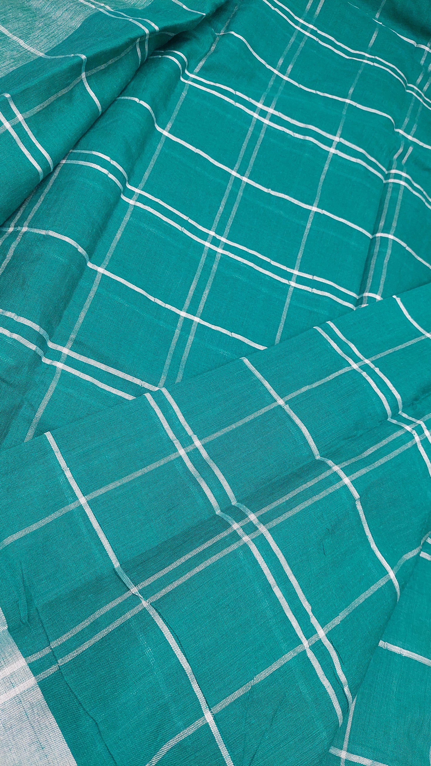 TURQUOISE LINEN SAREE