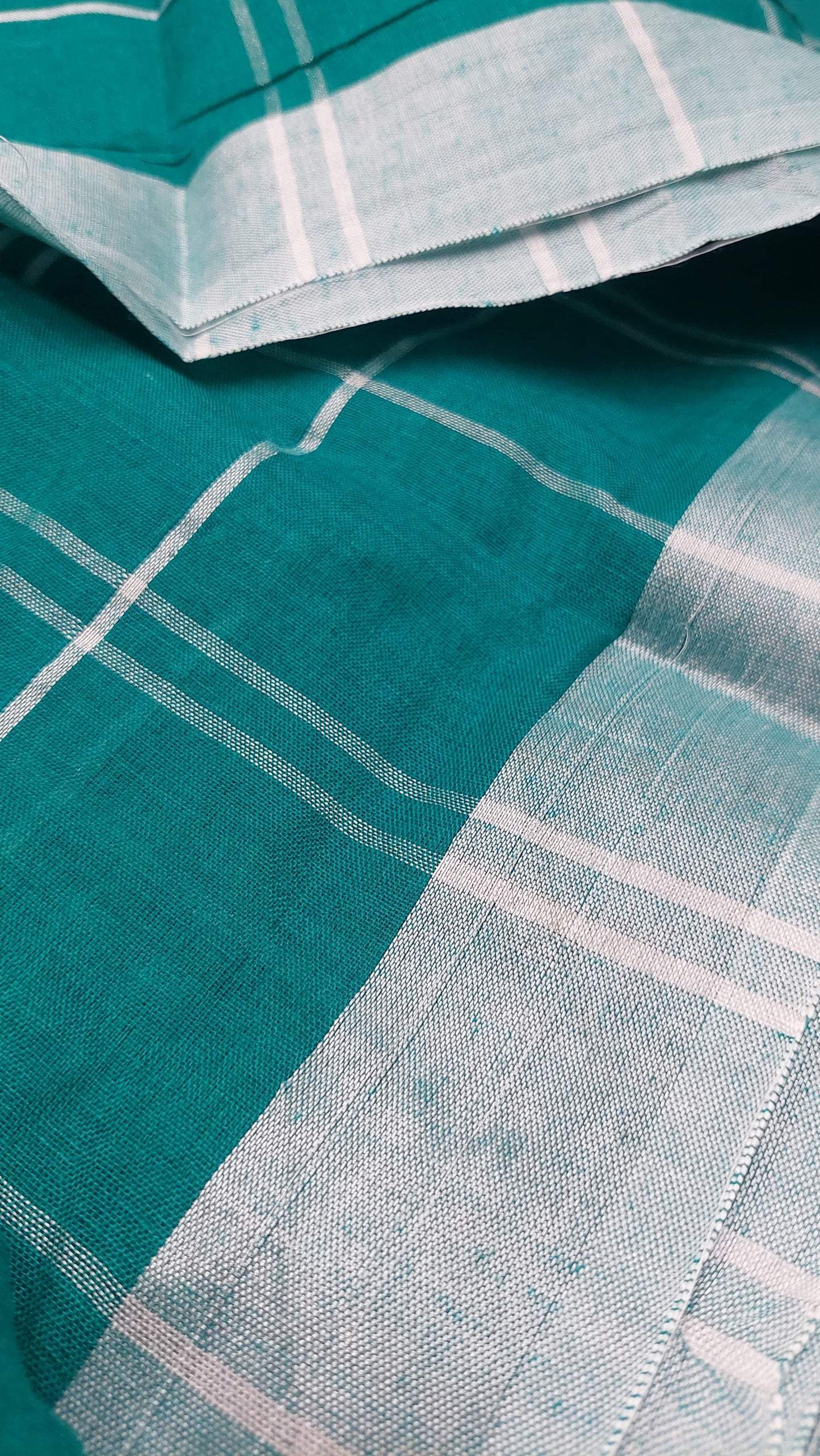 TURQUOISE LINEN SAREE