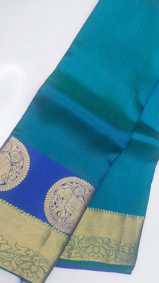 TURQUOISE & BLUE KANJIPURAM SILK