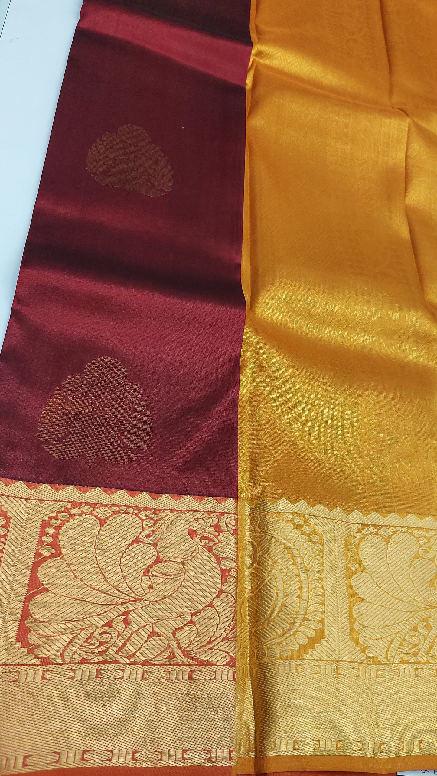 MAROON & MUSTARD KANJIPURAM