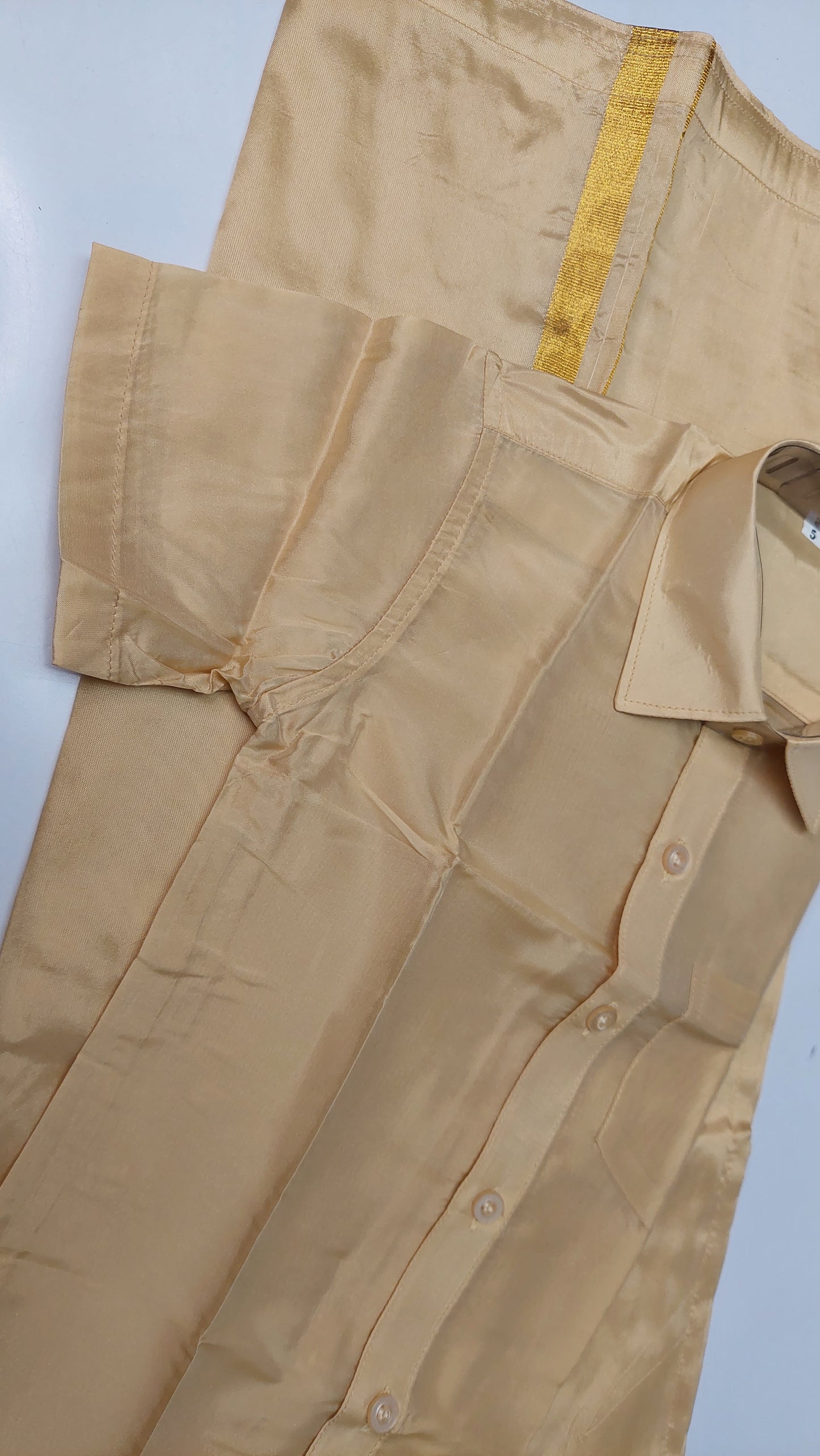 GOLD SILK DHOTI & SHIRT
