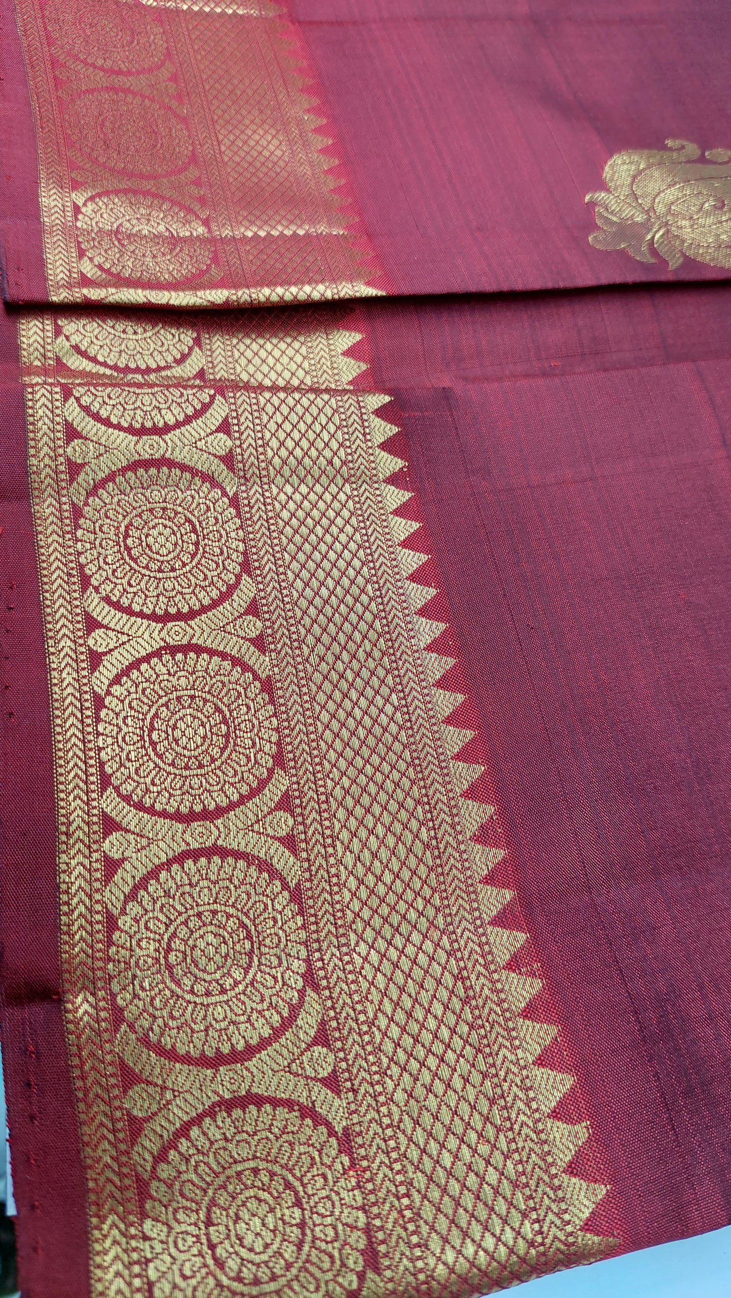MAROON & GOLD ZARI KANJIPURAM