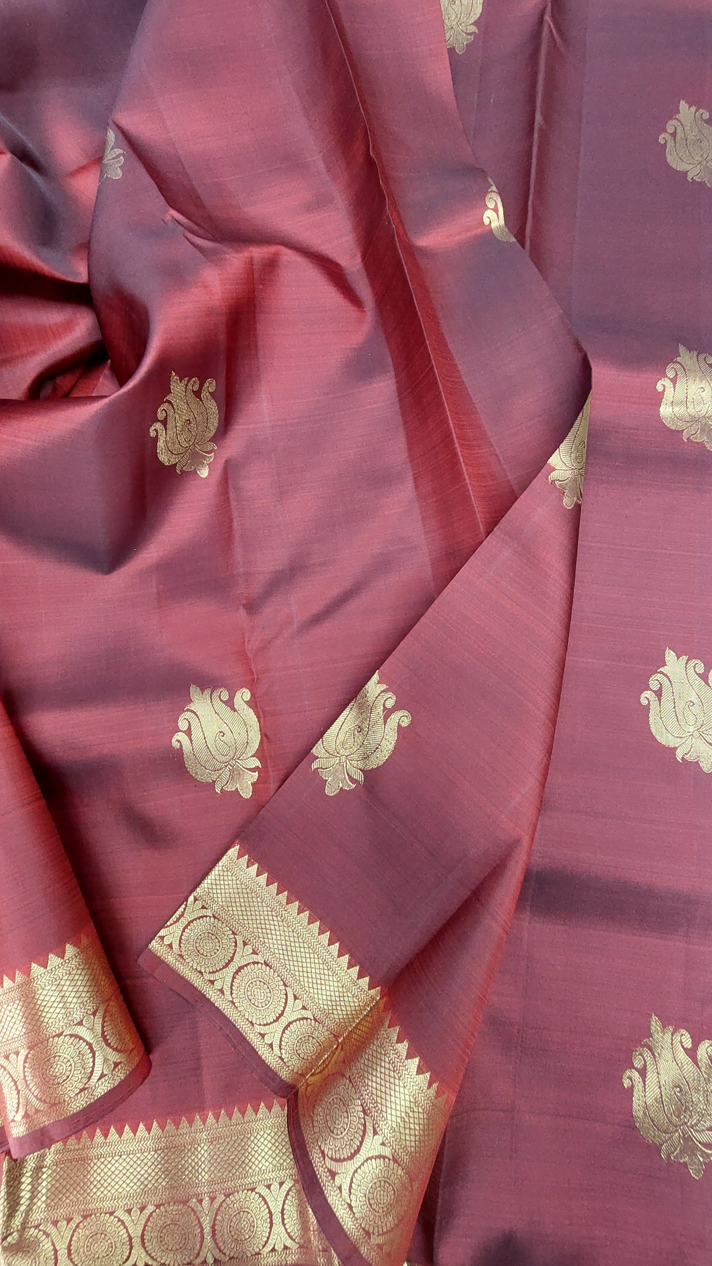 MAROON & GOLD ZARI KANJIPURAM
