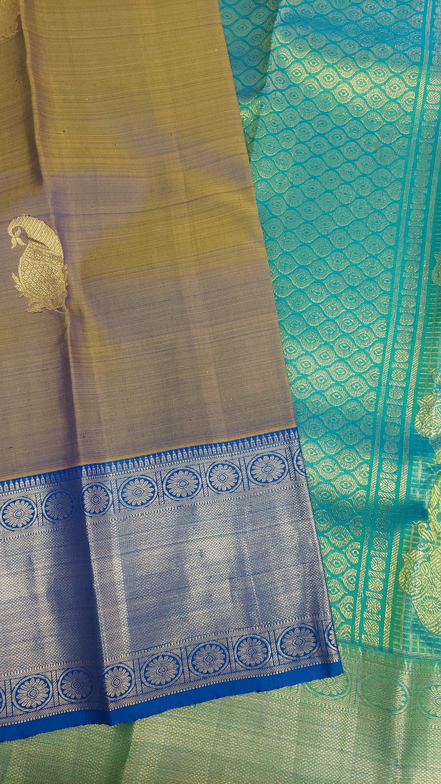 DOUBLE TONE PURE KANJIPURAM SILK SAREE