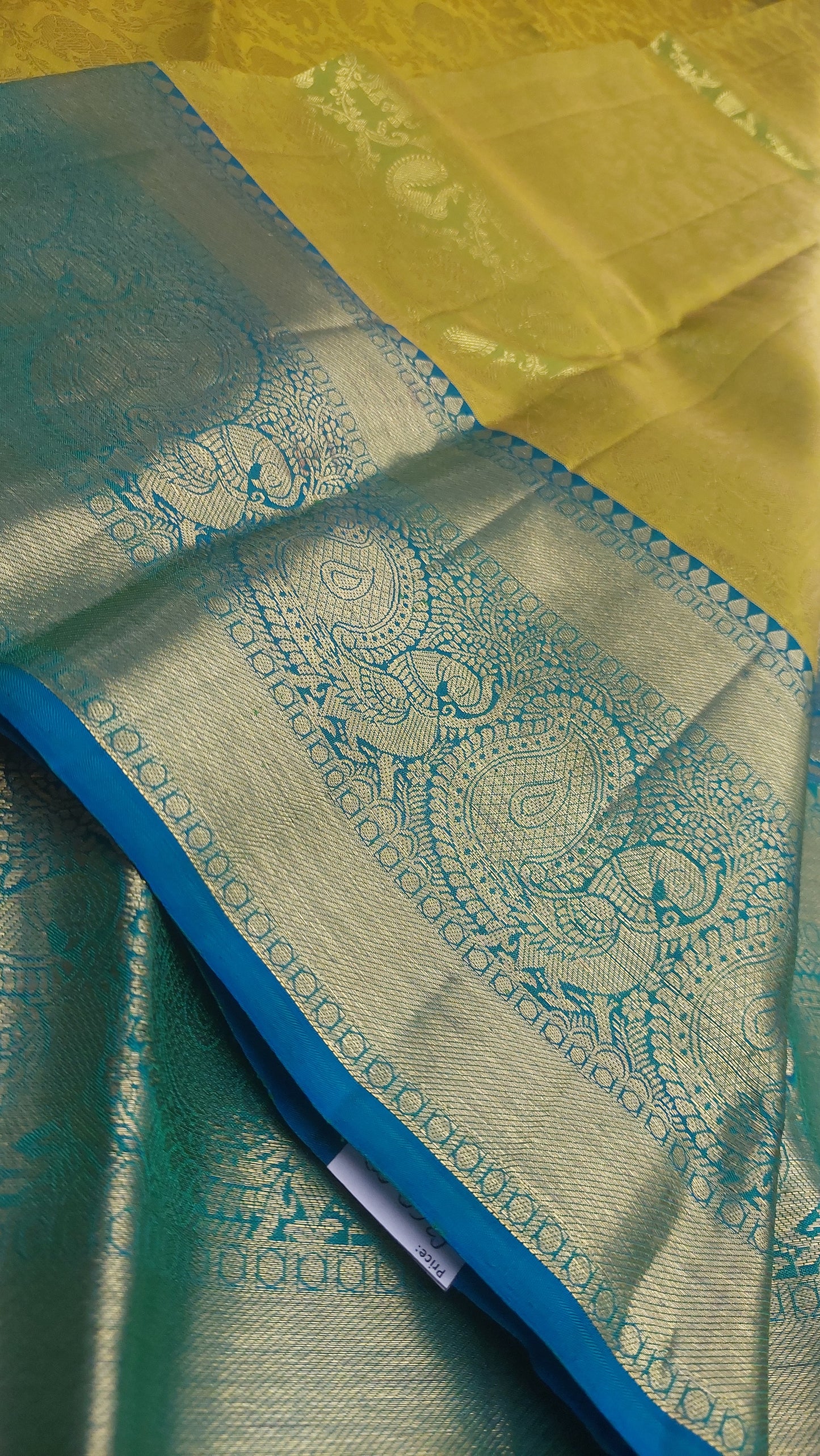 OLIVE GREEN & BLUE PURE SILK