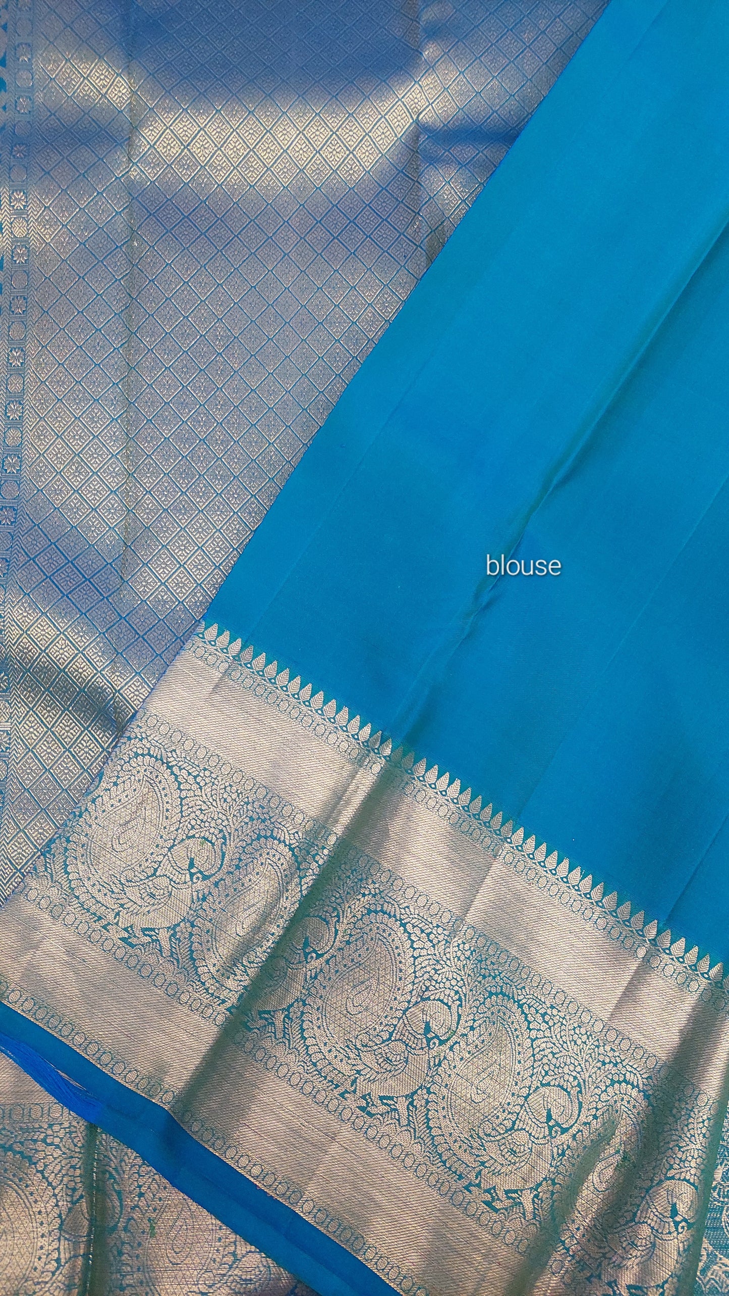 OLIVE GREEN & BLUE PURE SILK