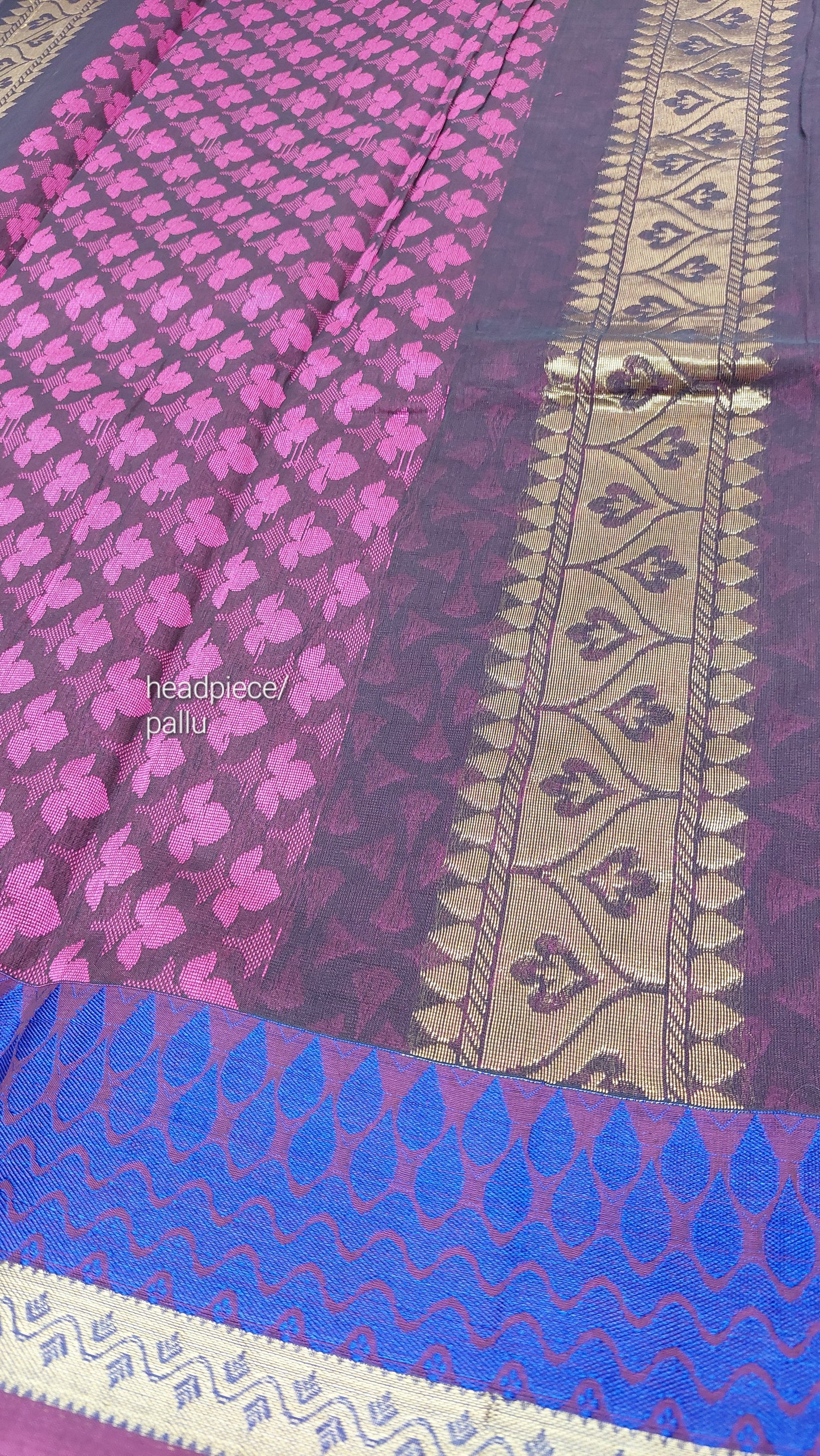DARK BROWN & PINK COTTON SAREE