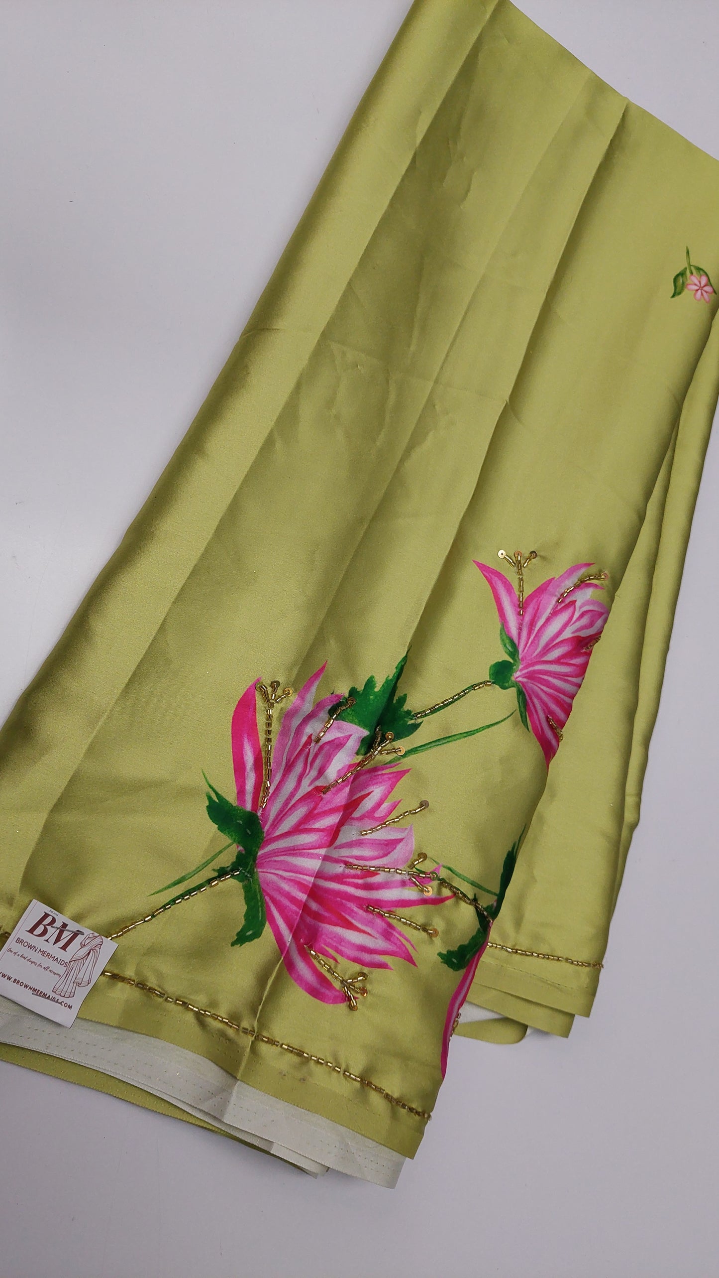 SAGE GREEN SATIN SAREE