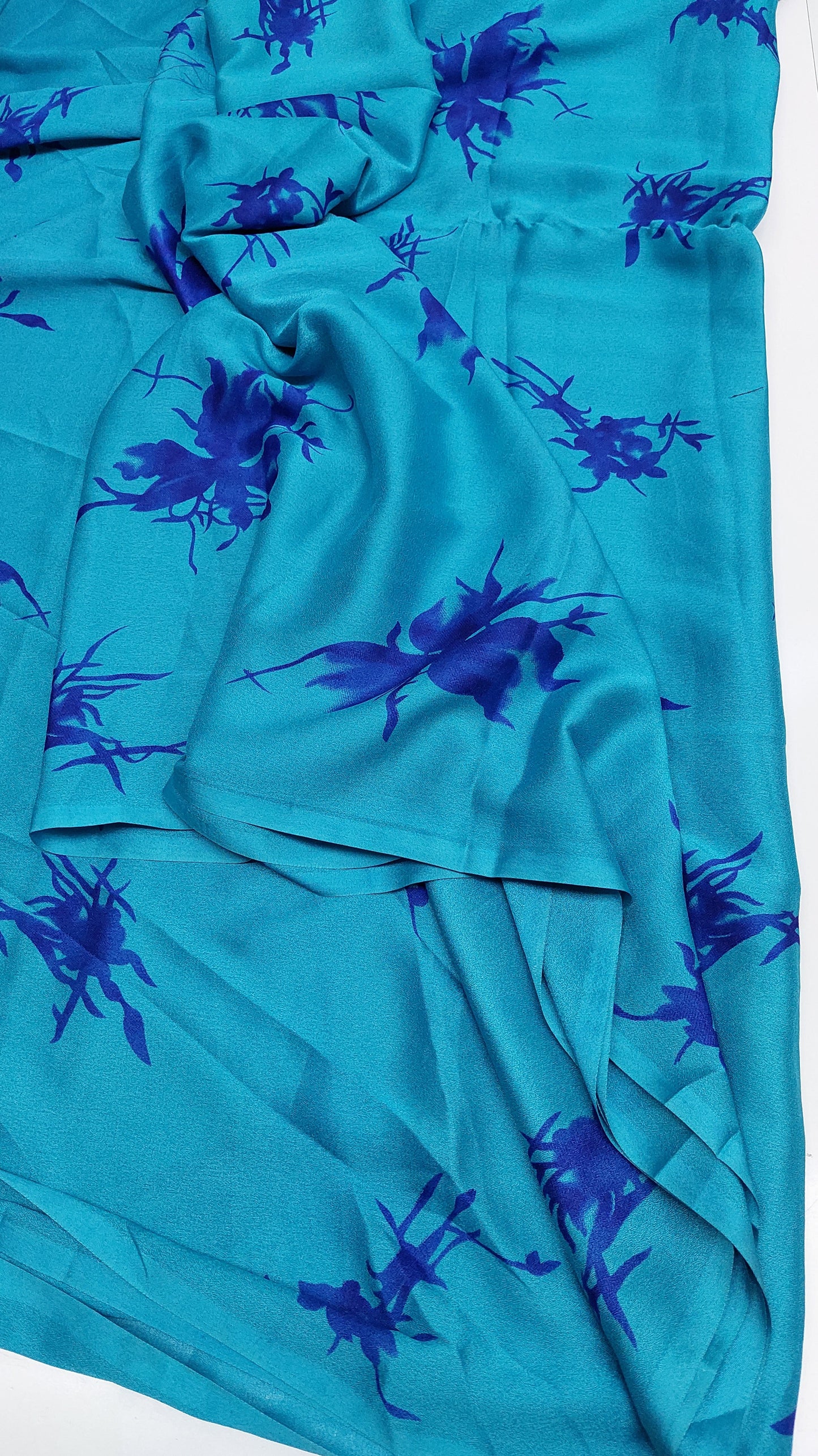 TIE & DYE BLUE SATIN SAREE