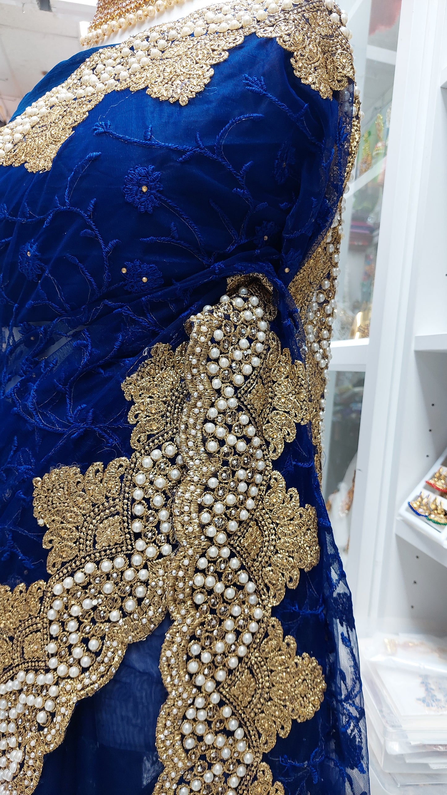 NAVY NET SAREE