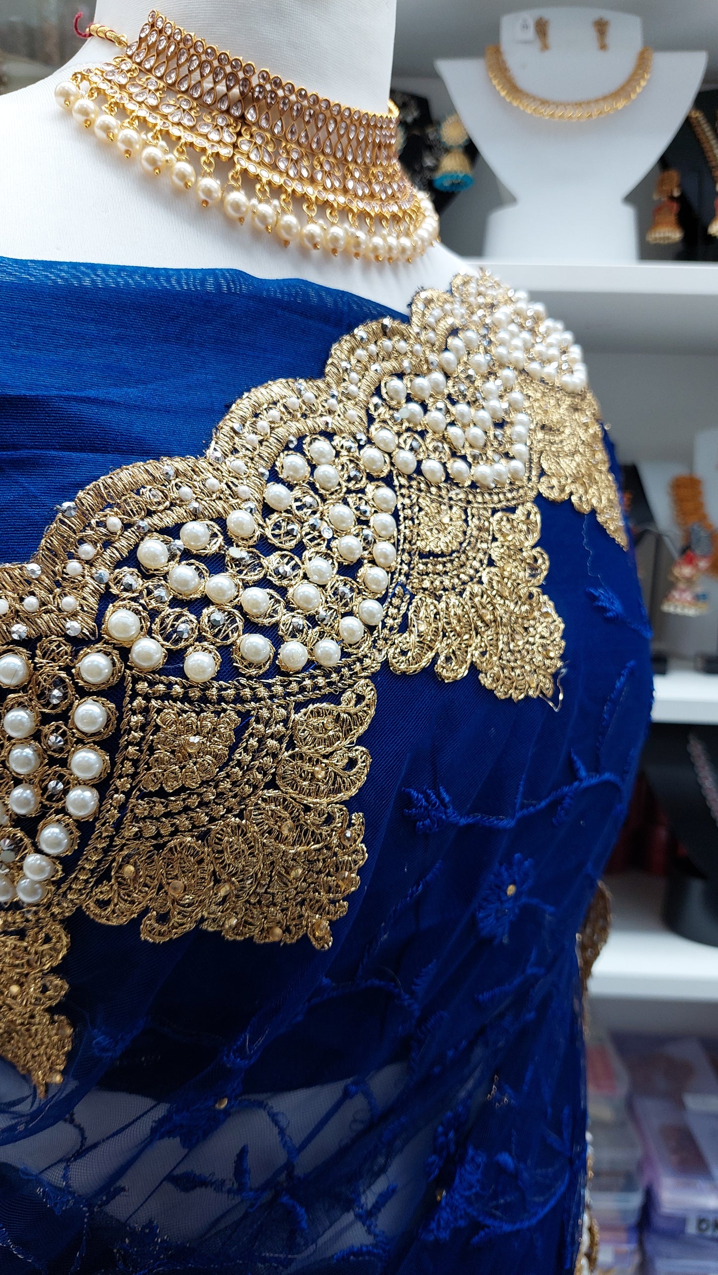 NAVY NET SAREE