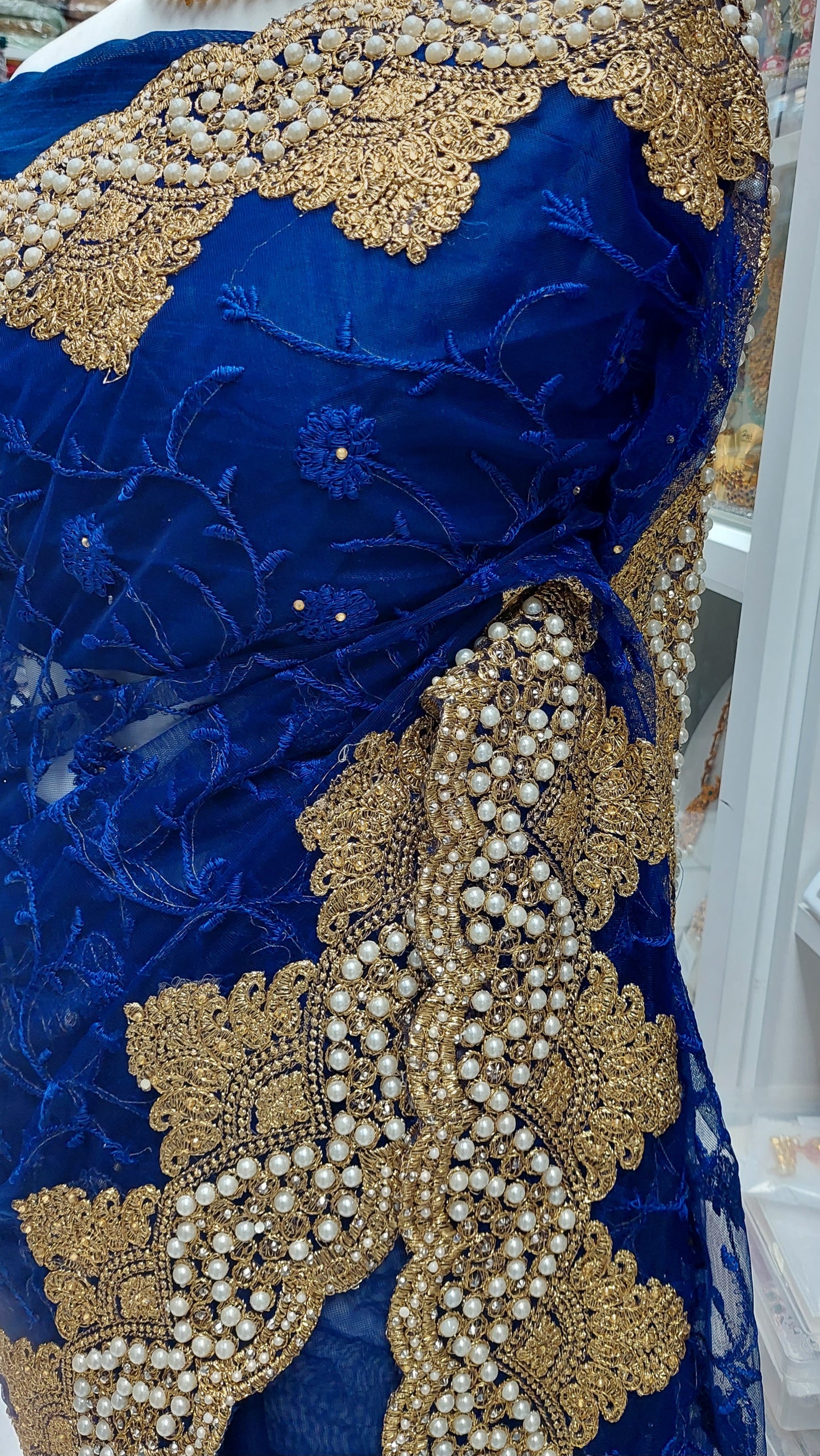 NAVY NET SAREE