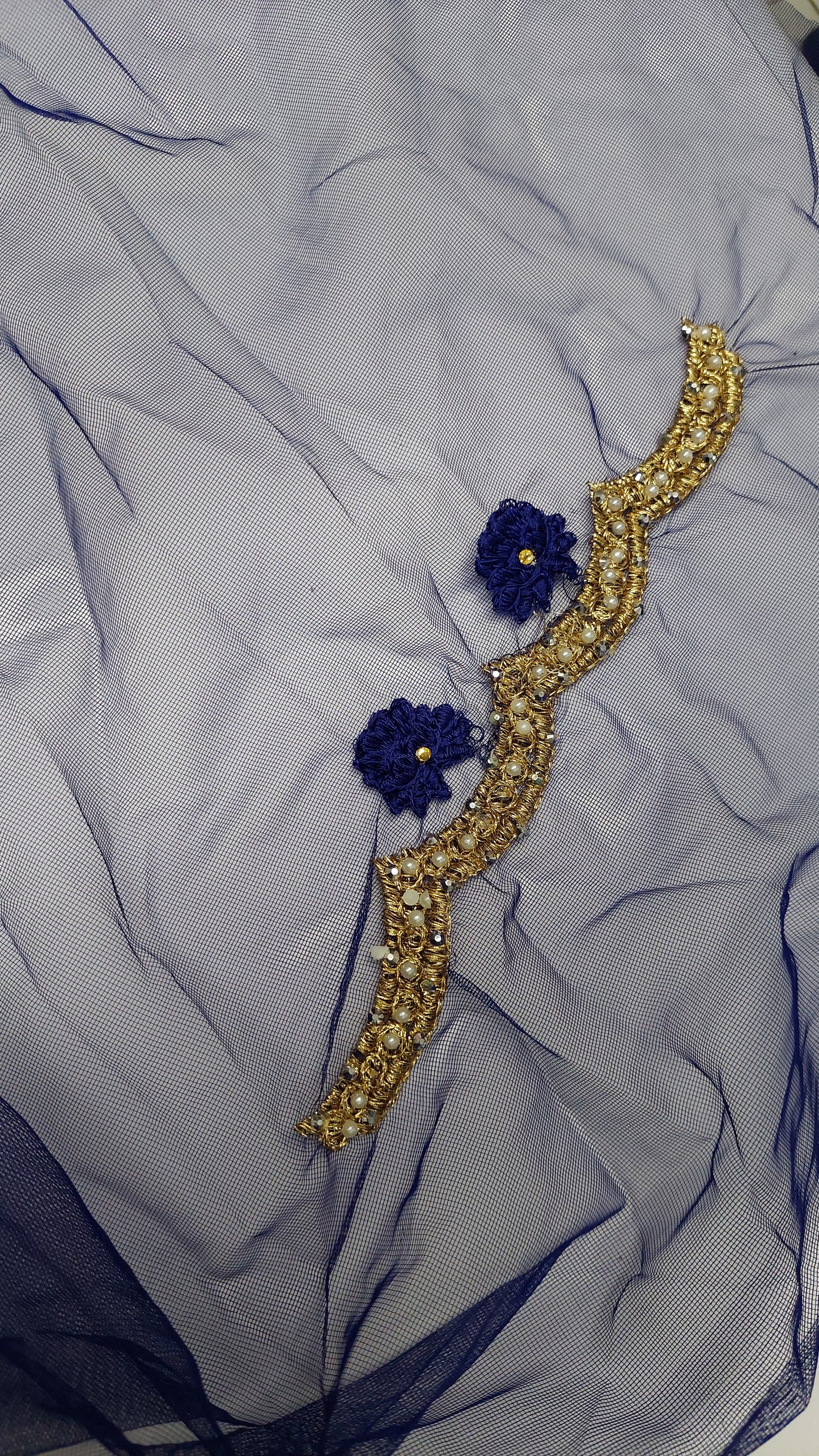 NAVY NET SAREE
