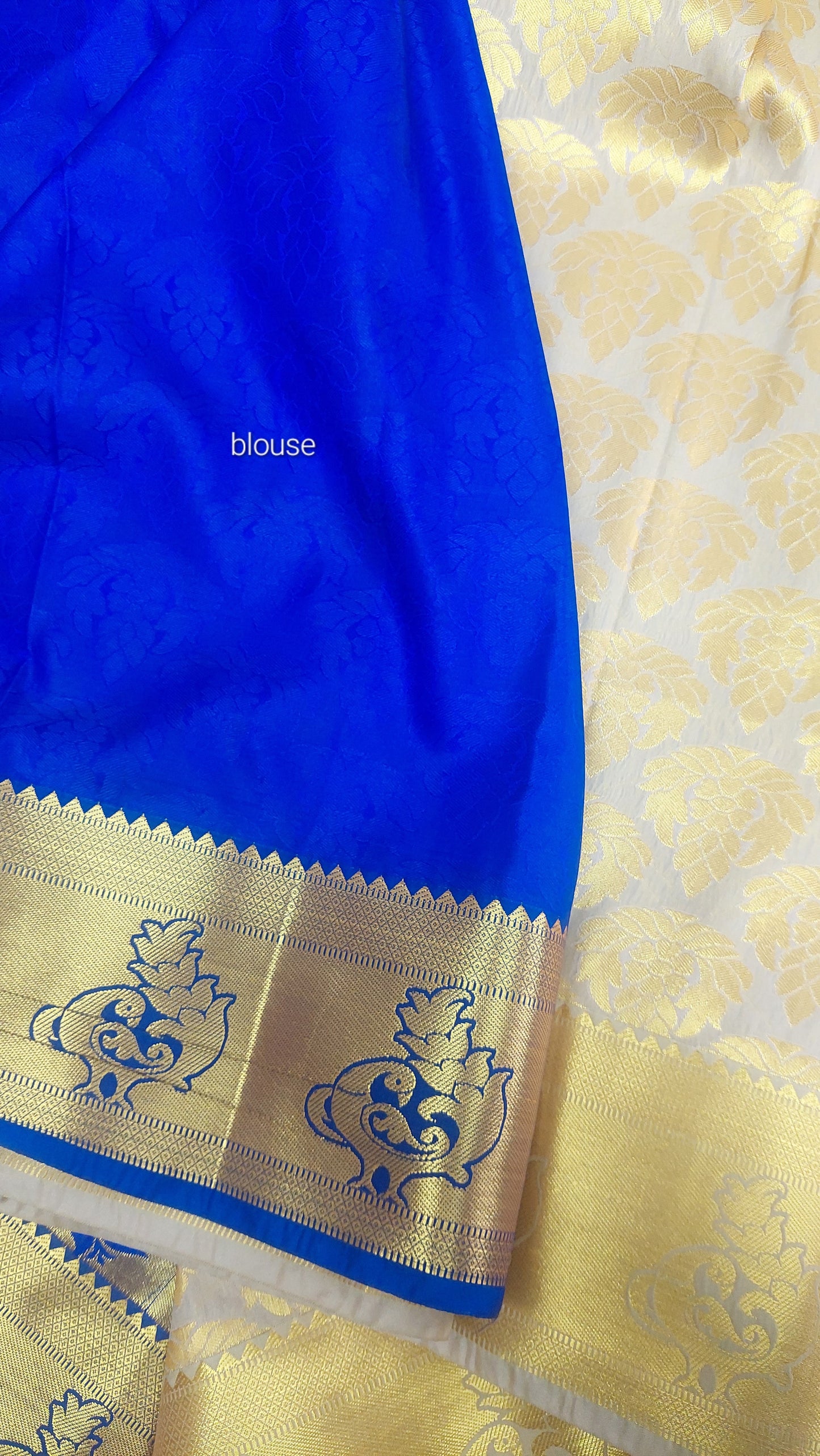 CREAM & BLUE KANJI SILK