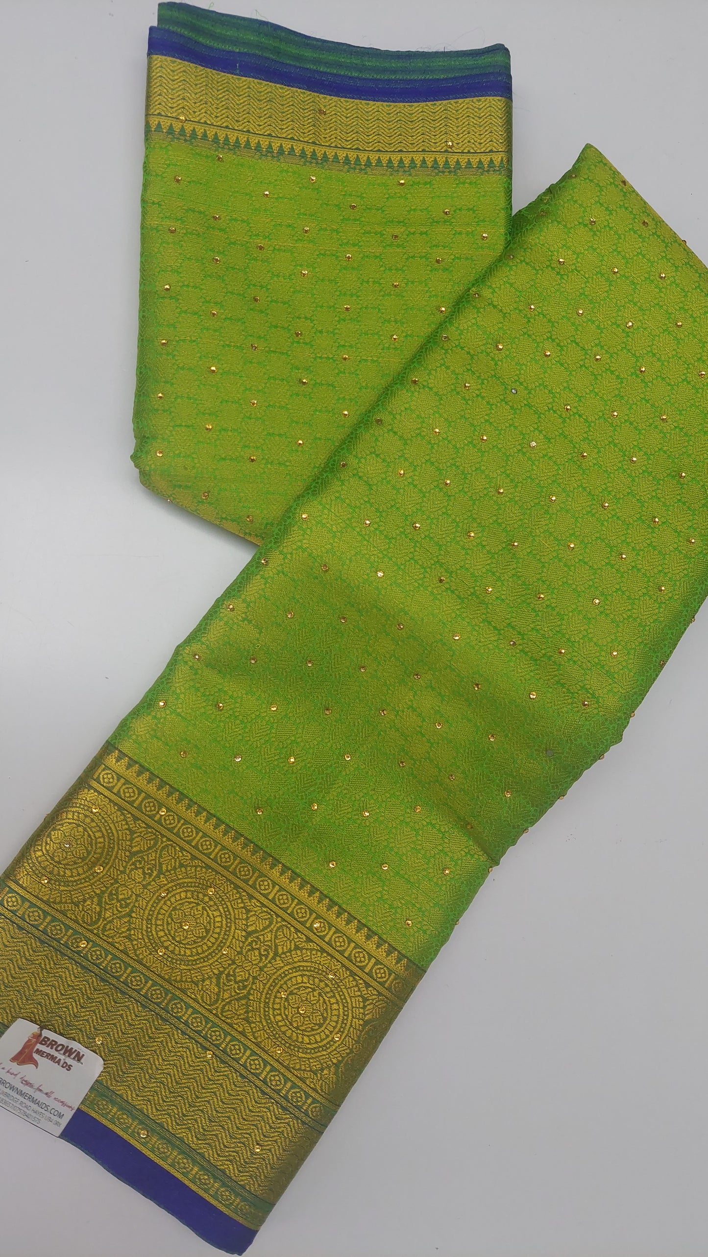 PARROT GREEN & BLUE SILK SAREE