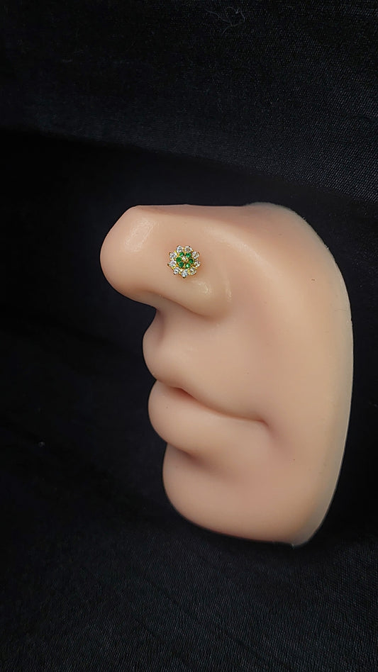 18ct Gold | CZ Nose Stud | 007