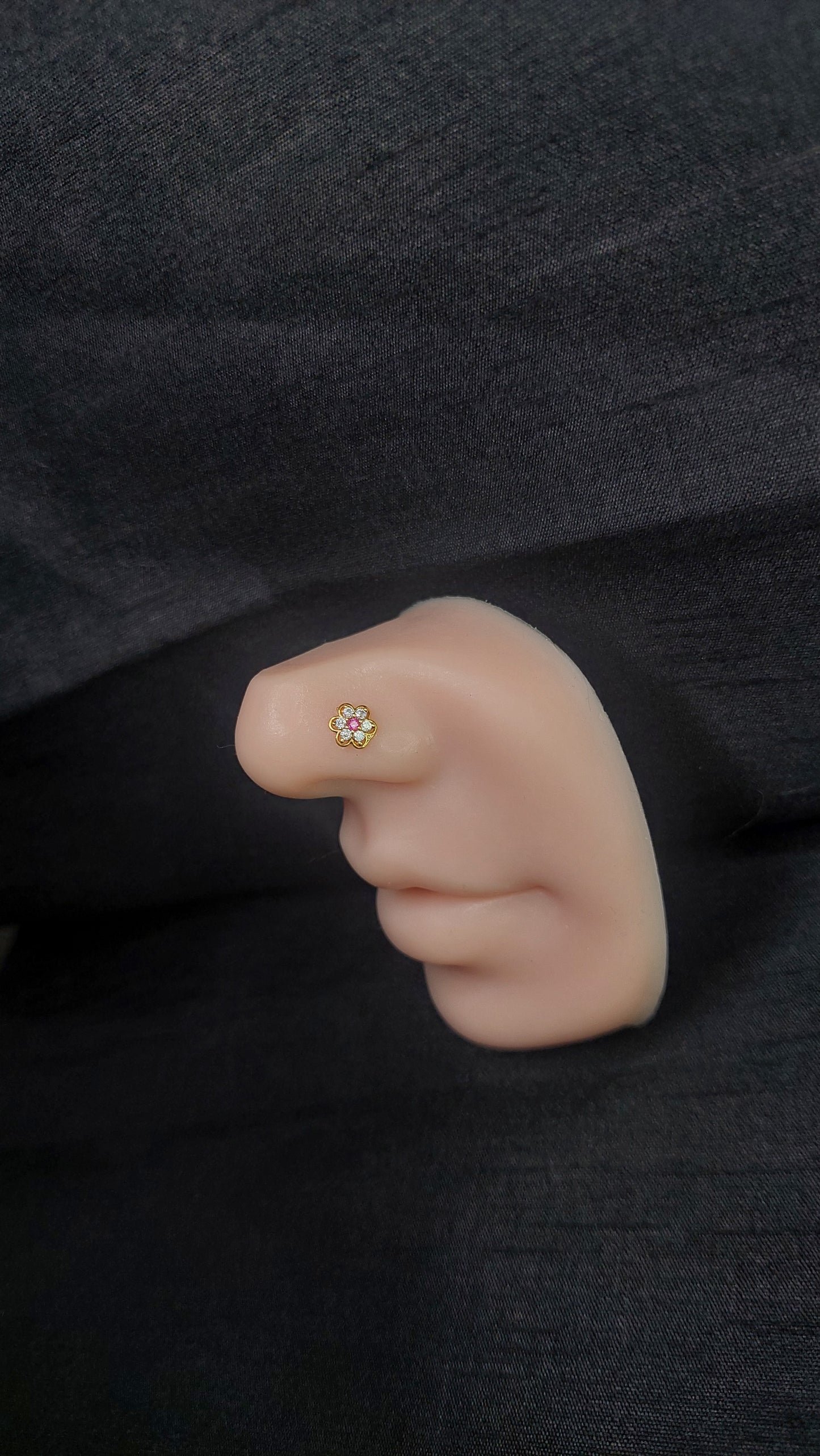 18ct Gold | CZ Nose Stud | 009