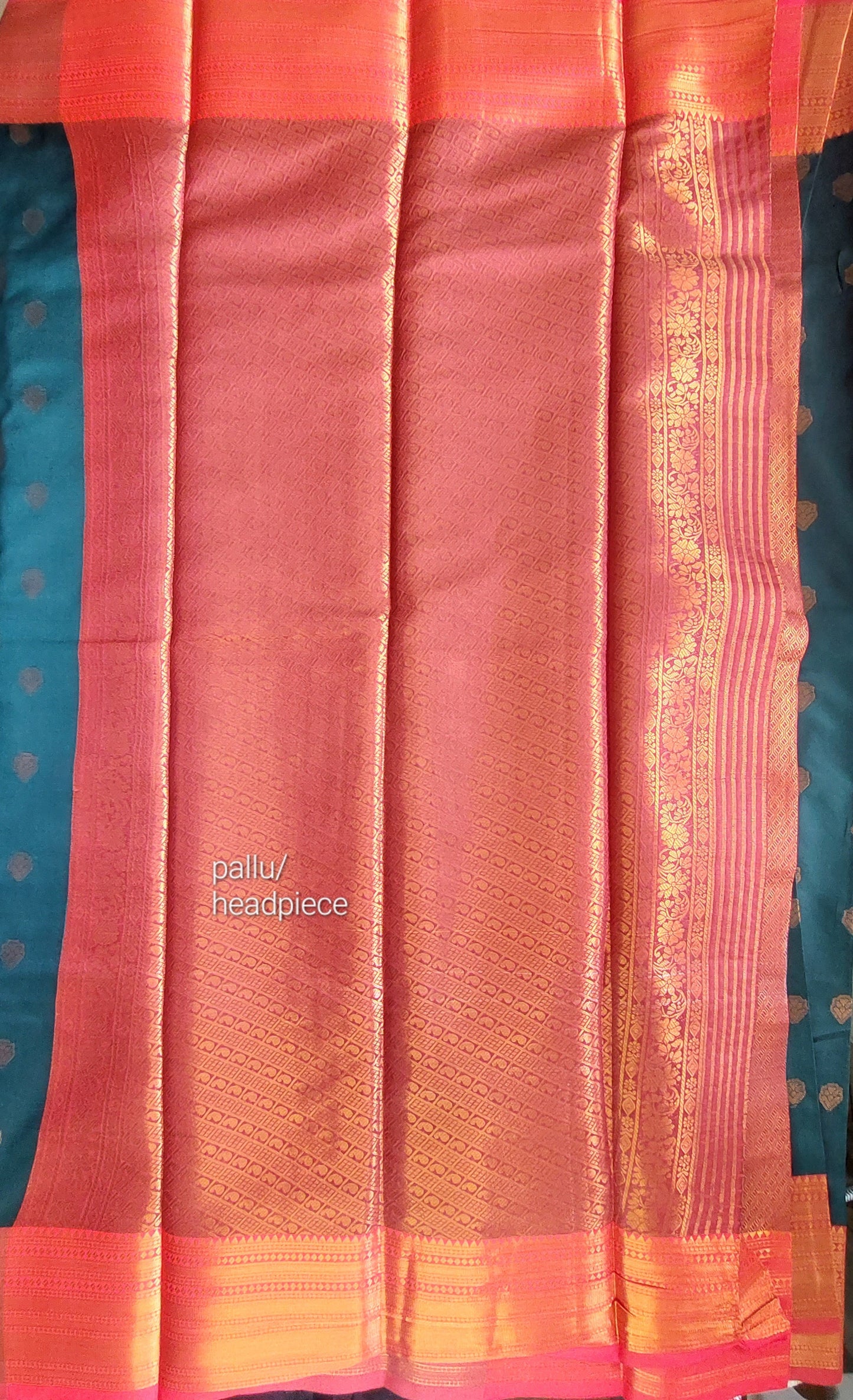 TEAL & RED SILK SAREE