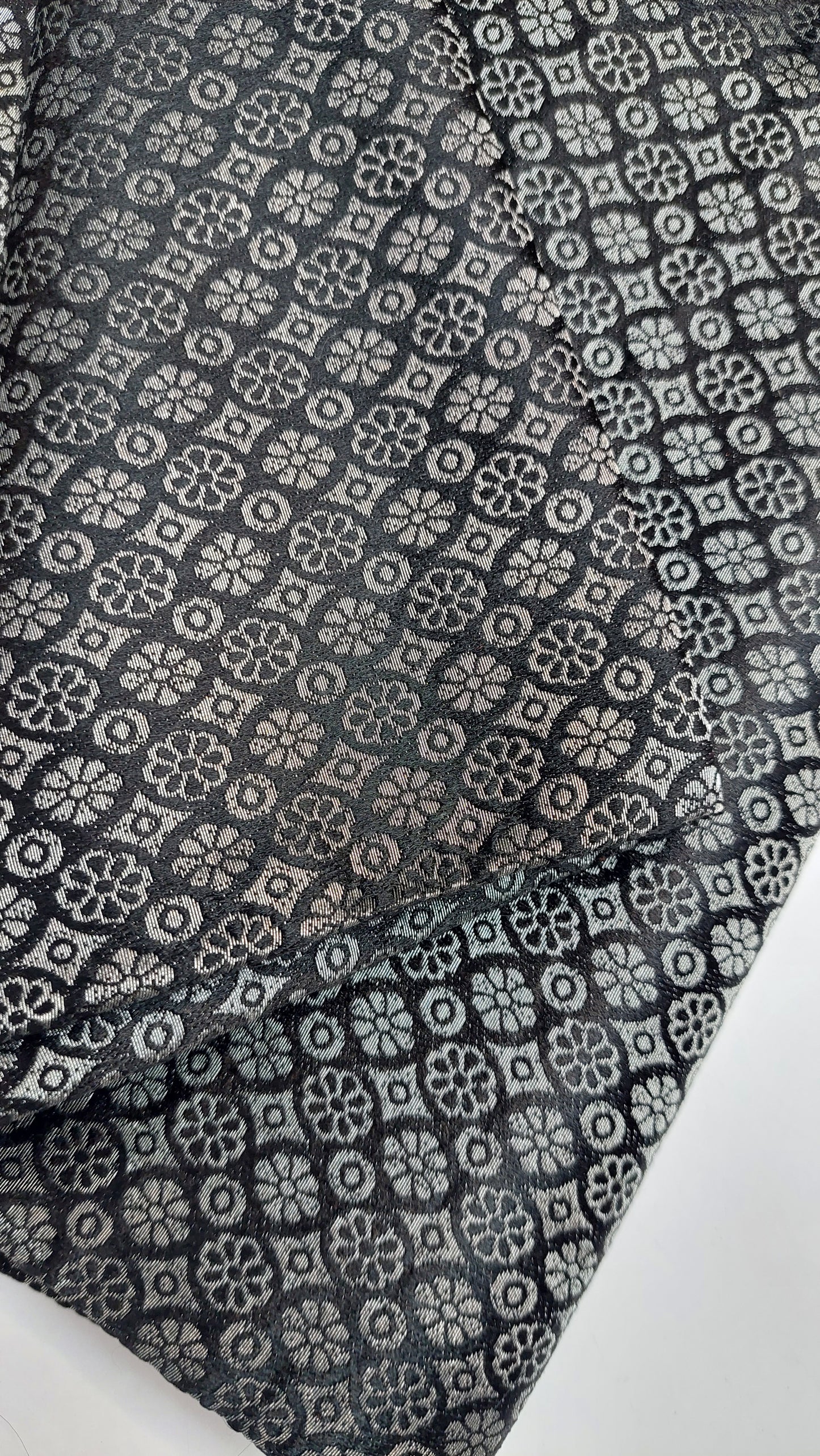 BLACK & SILVER JACARD SILK MATERIAL