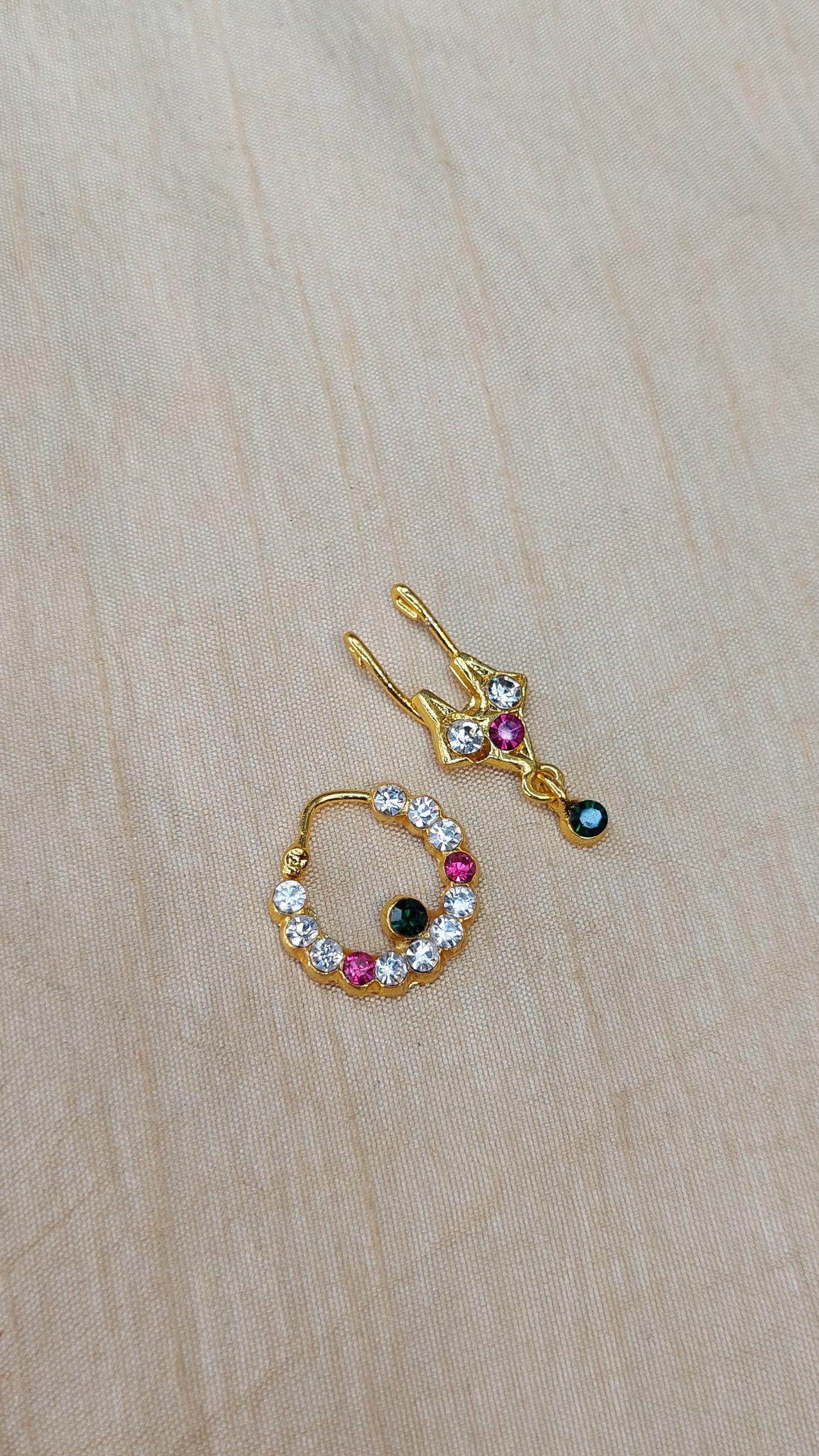 WHITE, GREEN & PINK STONE NATHU SET 02