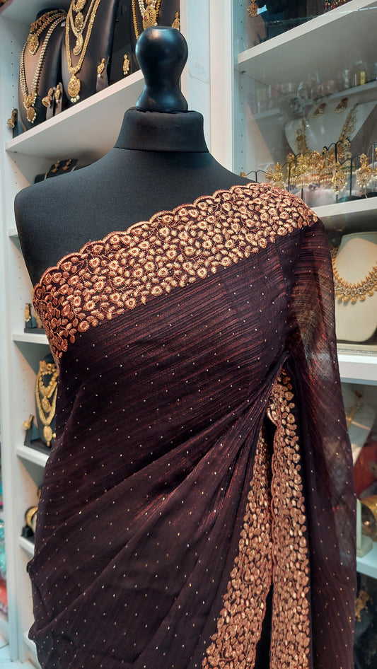 BROWN DESIGNER SAREE