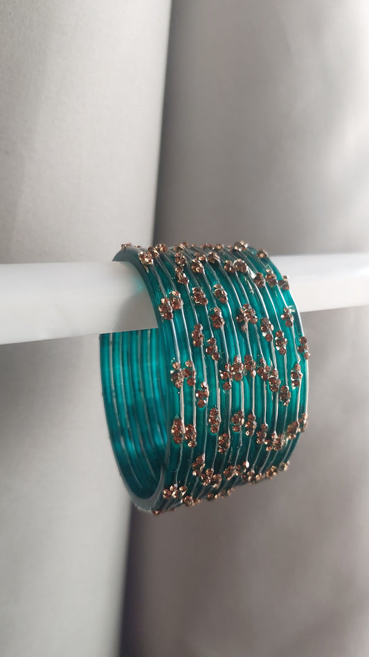 RAIN DROP BANGLES (TEAL)