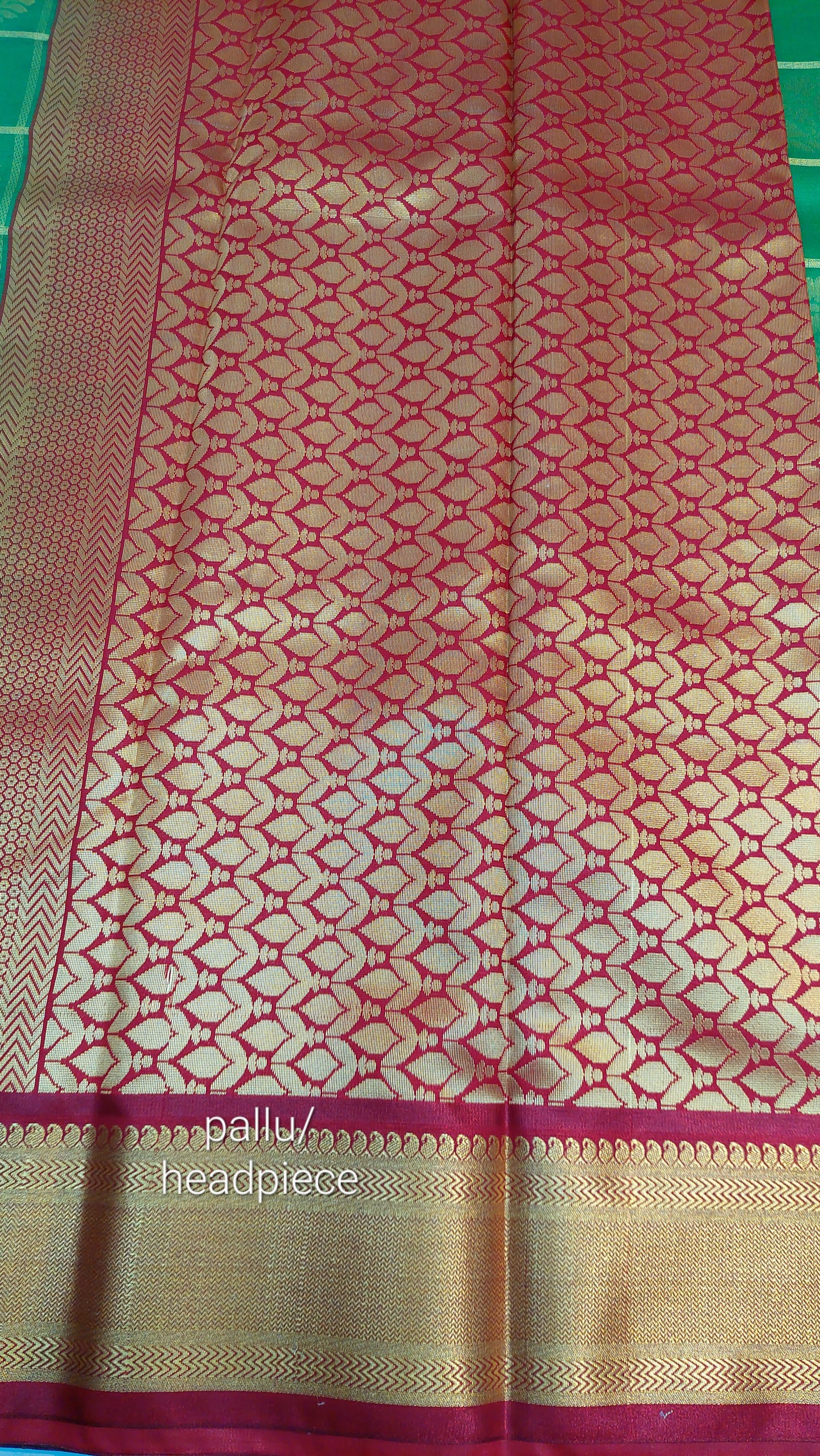 GREEN & RED CHECKERED SILK SAREE
