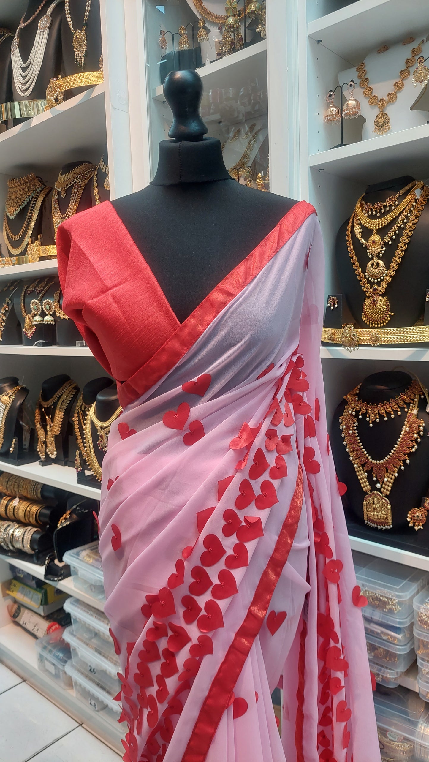 PINK & RED DESIGNER SAREE