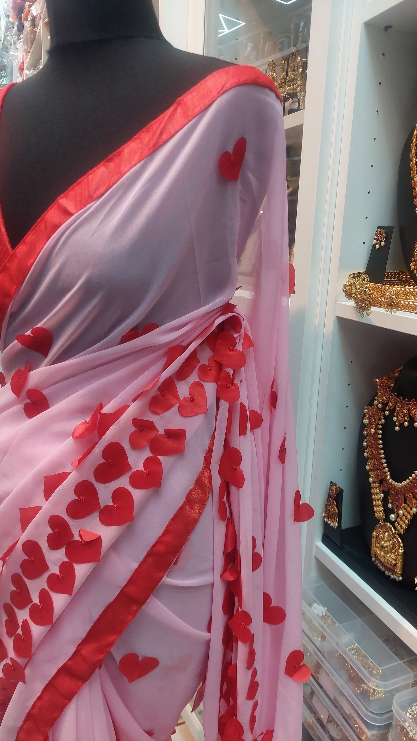 PINK & RED DESIGNER SAREE