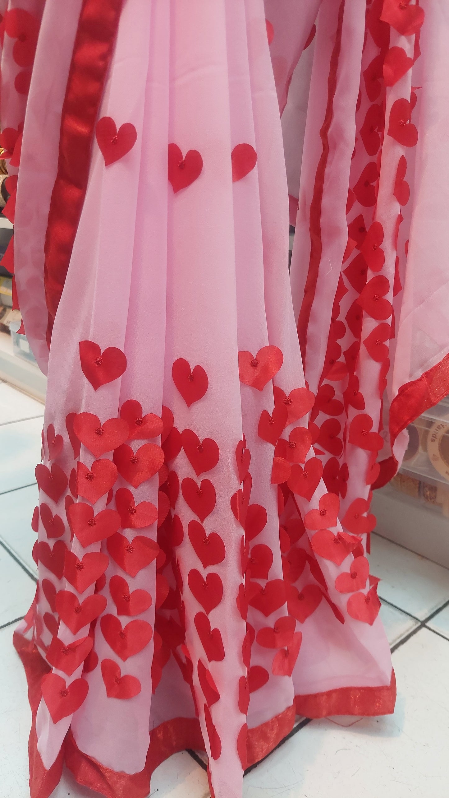 PINK & RED DESIGNER SAREE