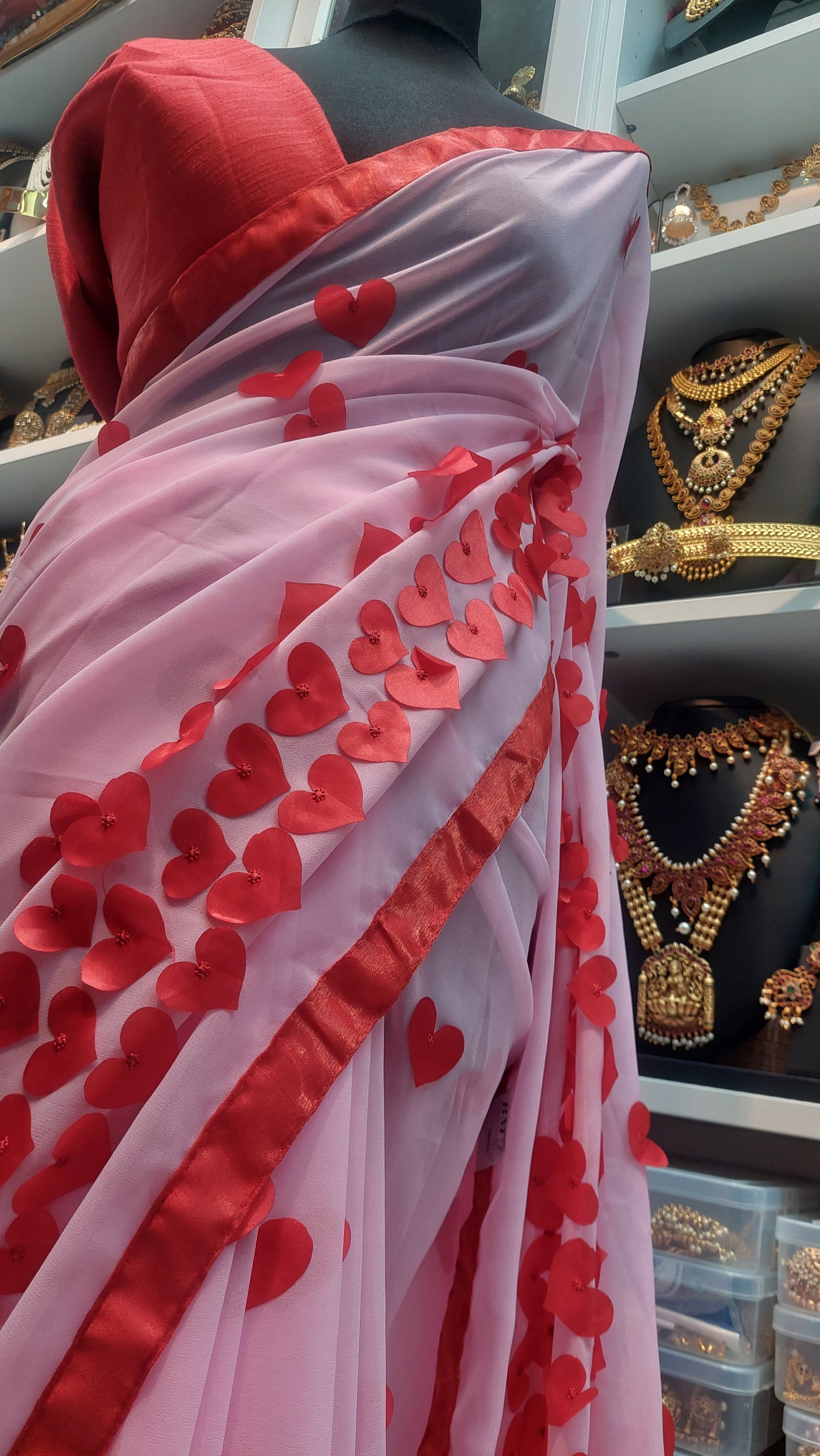 PINK & RED DESIGNER SAREE