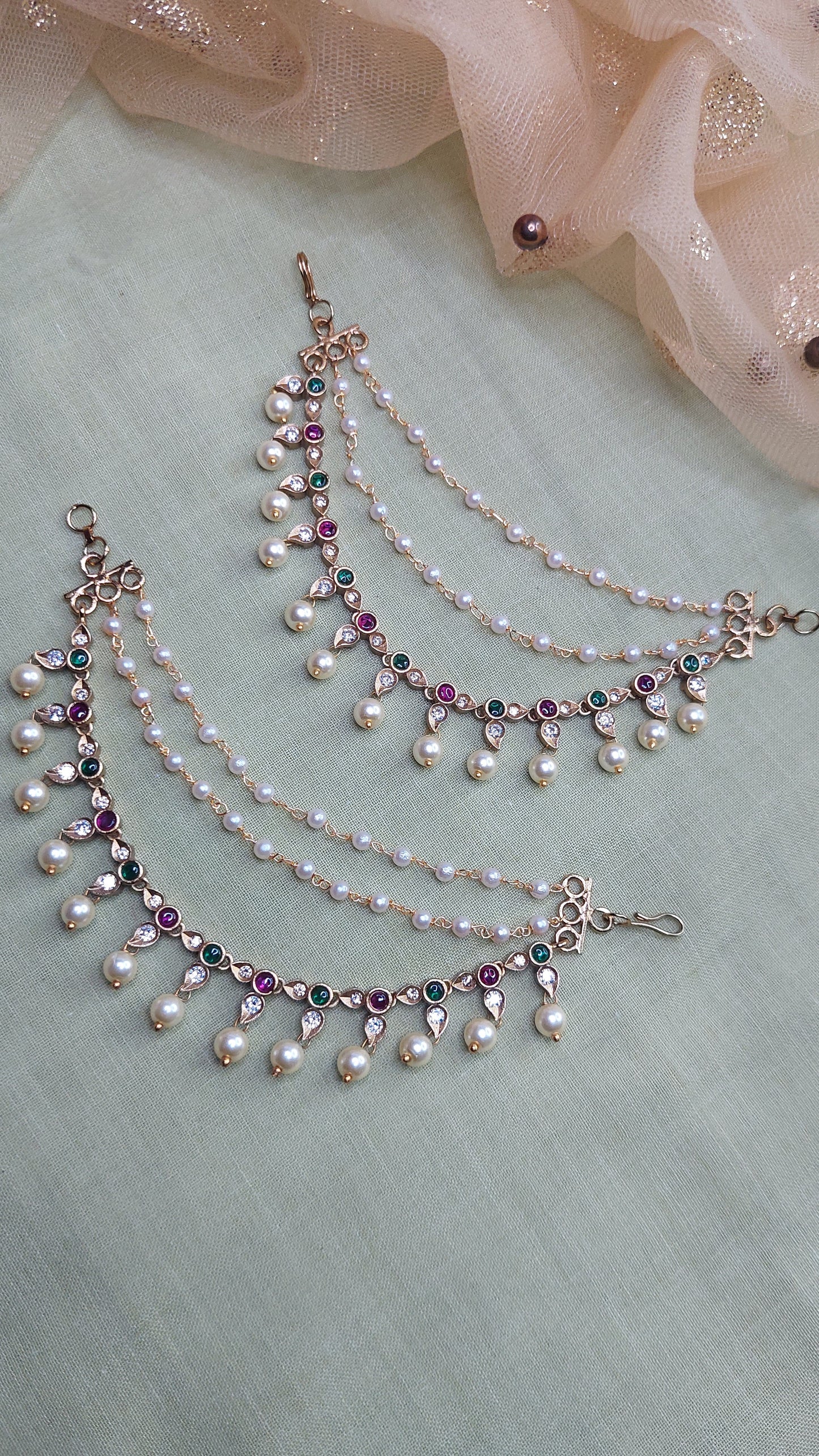 ANTIQUE GOLD EAR CHAINS 009