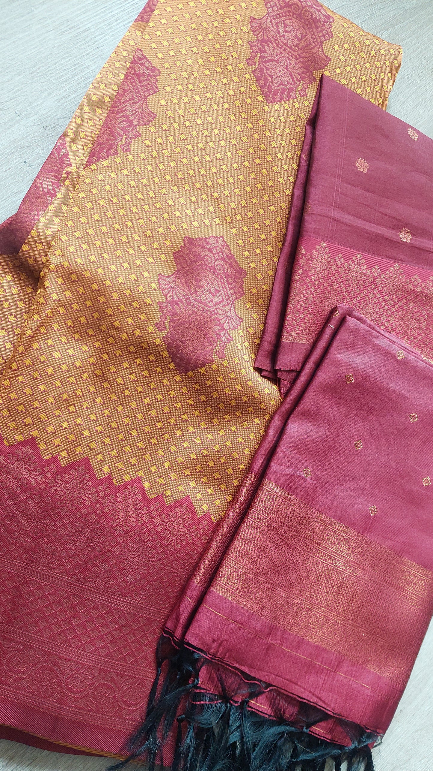 MUSTARD & MAGENTA HALF SAREE