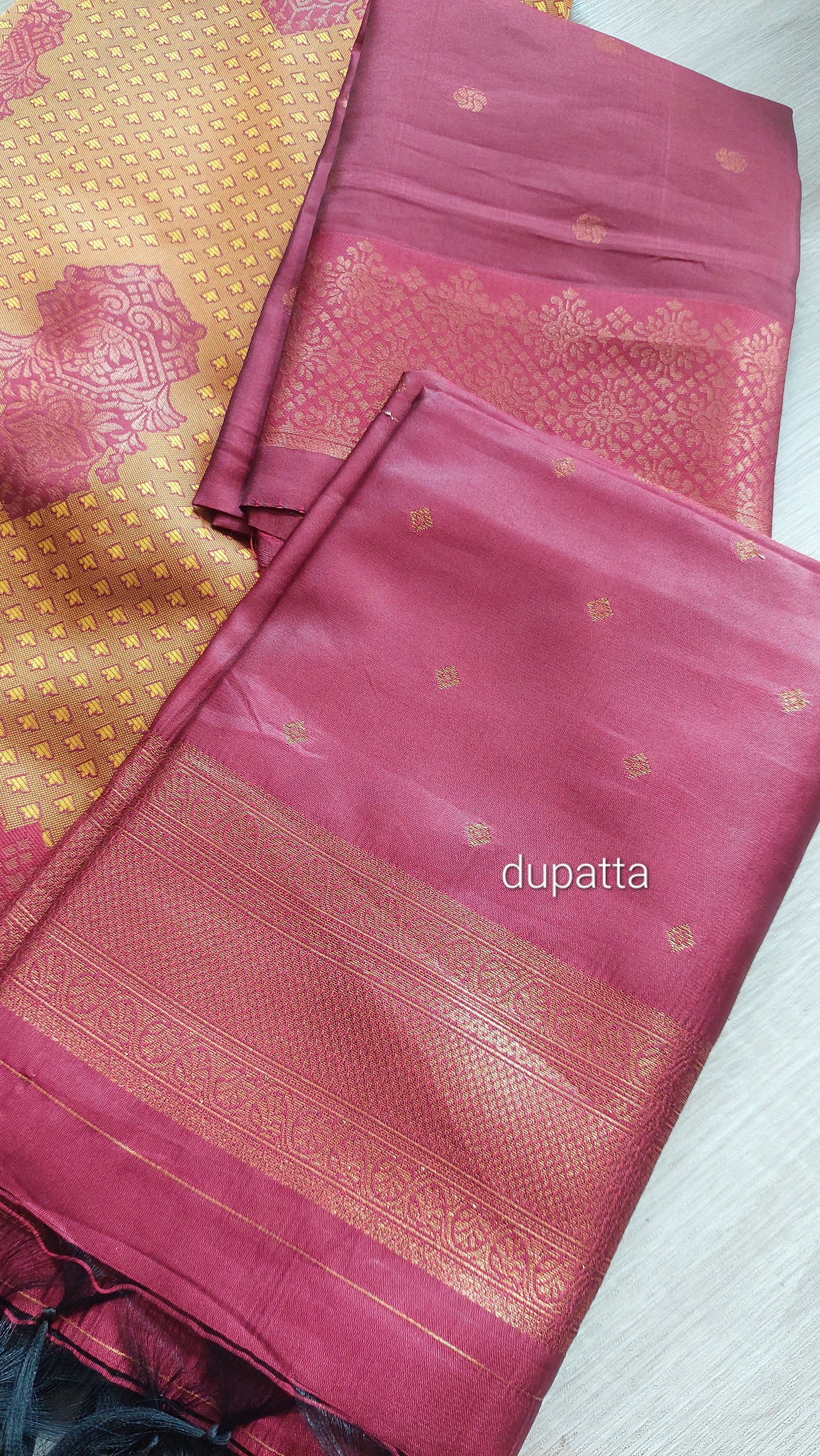MUSTARD & MAGENTA HALF SAREE