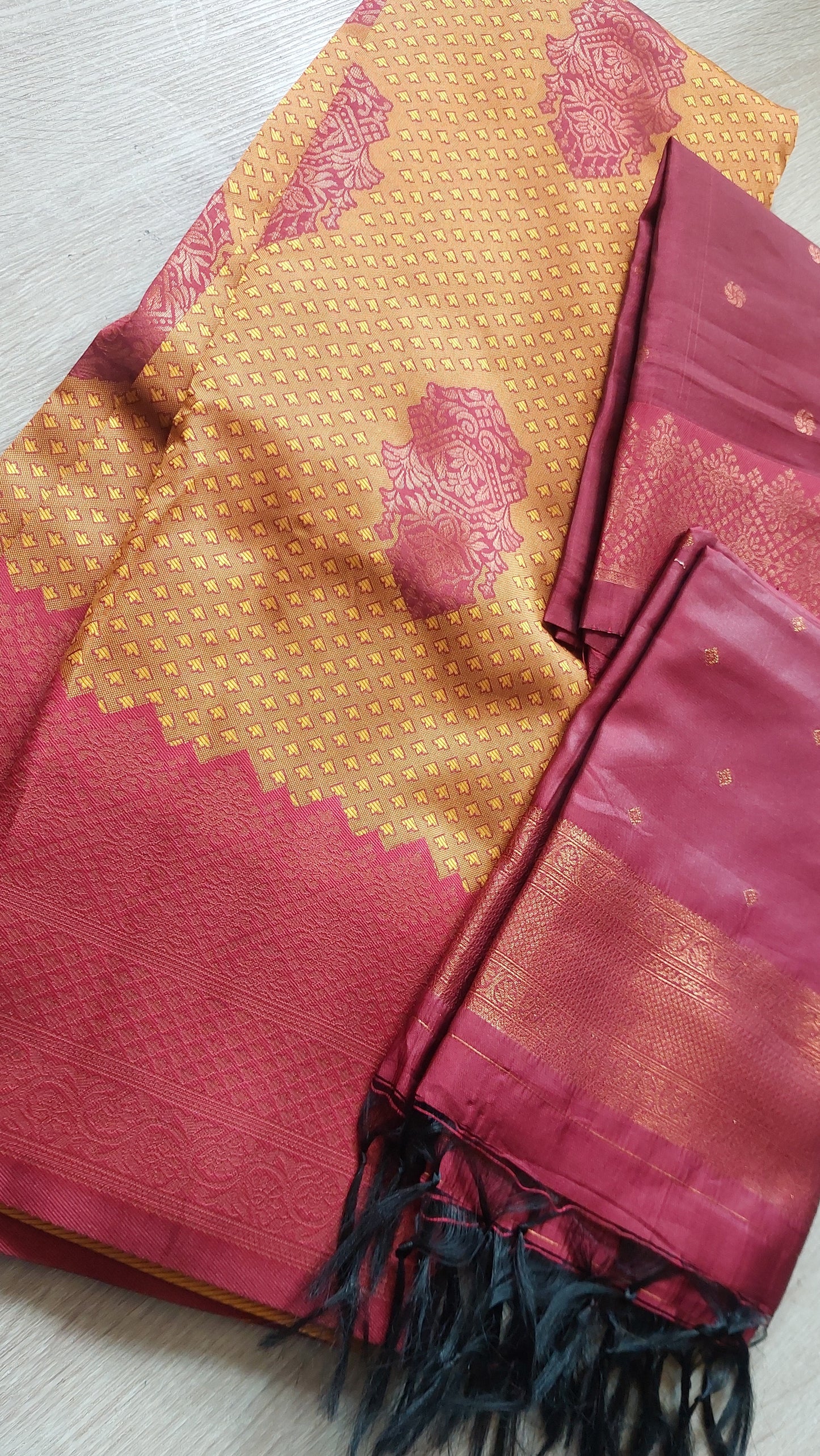 MUSTARD & MAGENTA HALF SAREE