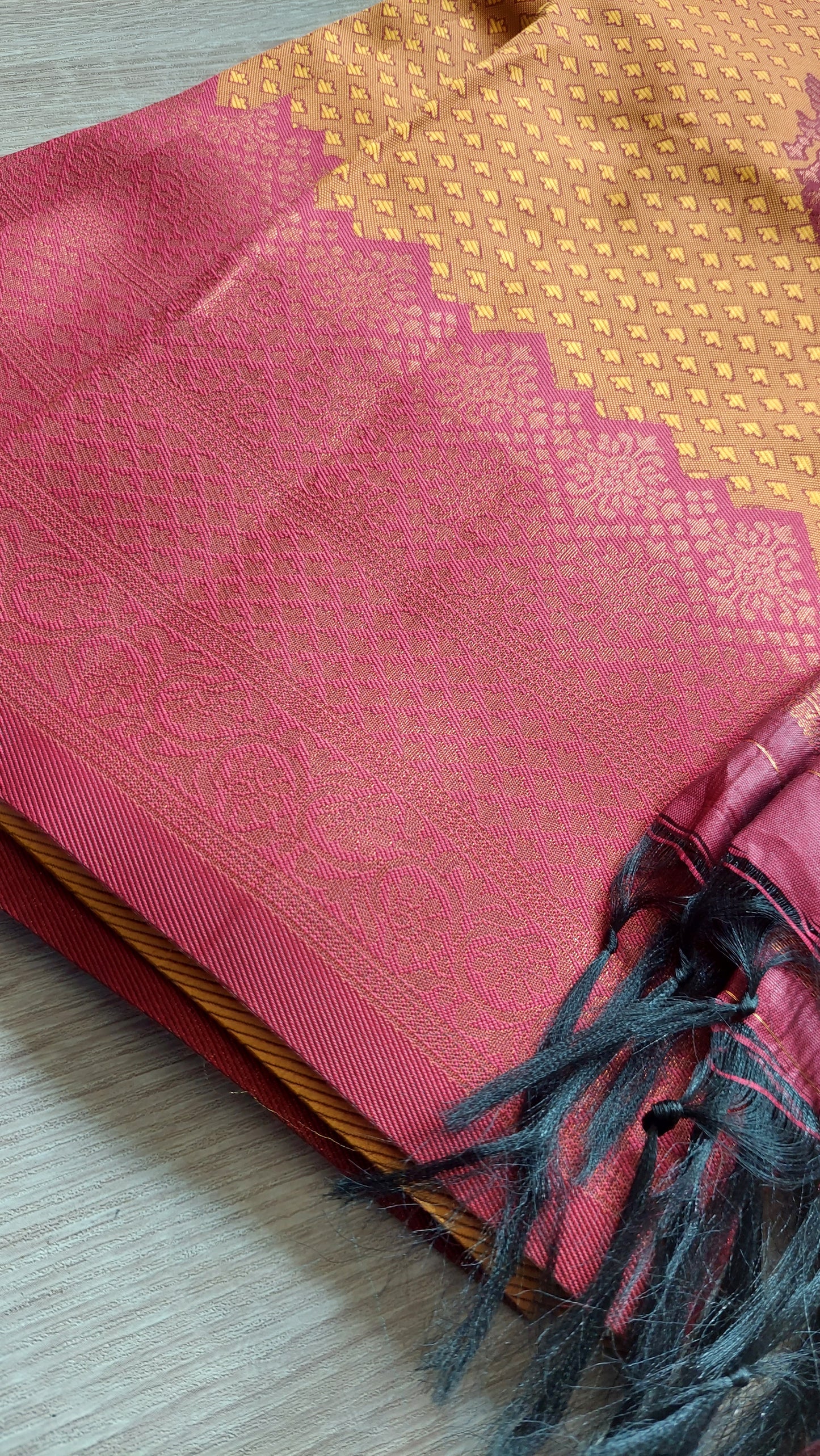 MUSTARD & MAGENTA HALF SAREE