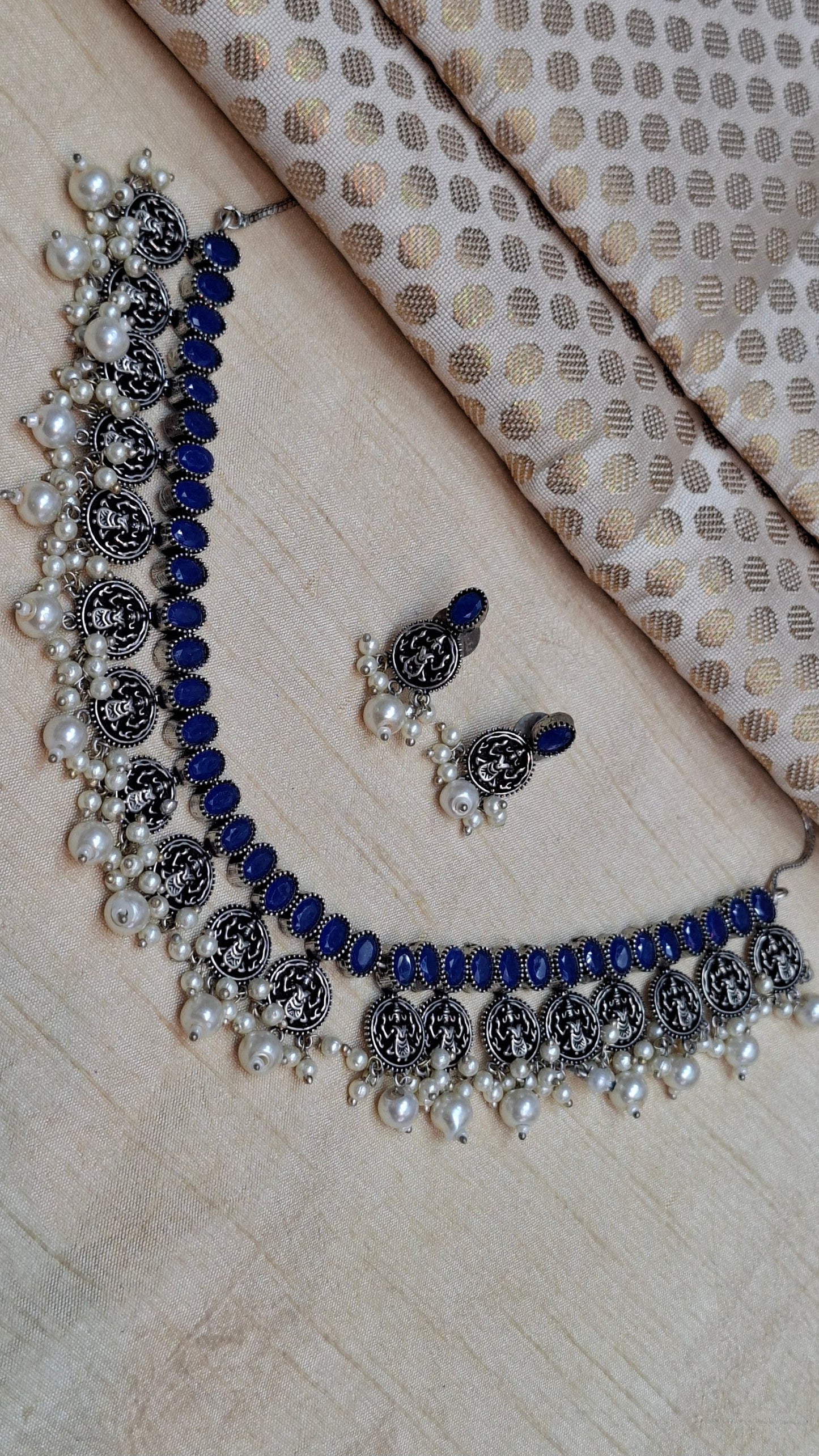 OXIDIZED SILVER SET (BLUE)