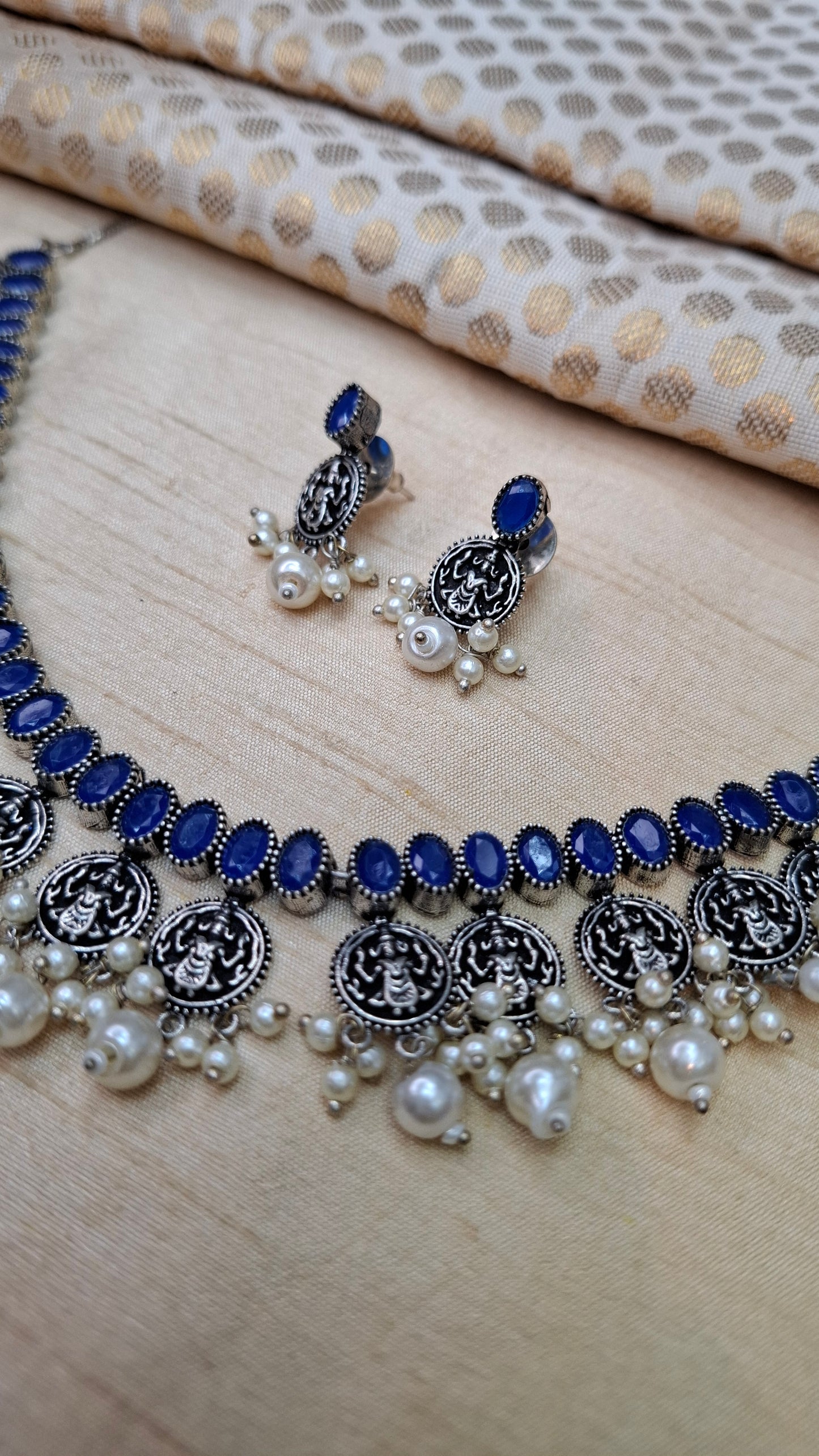 OXIDIZED SILVER SET (BLUE)