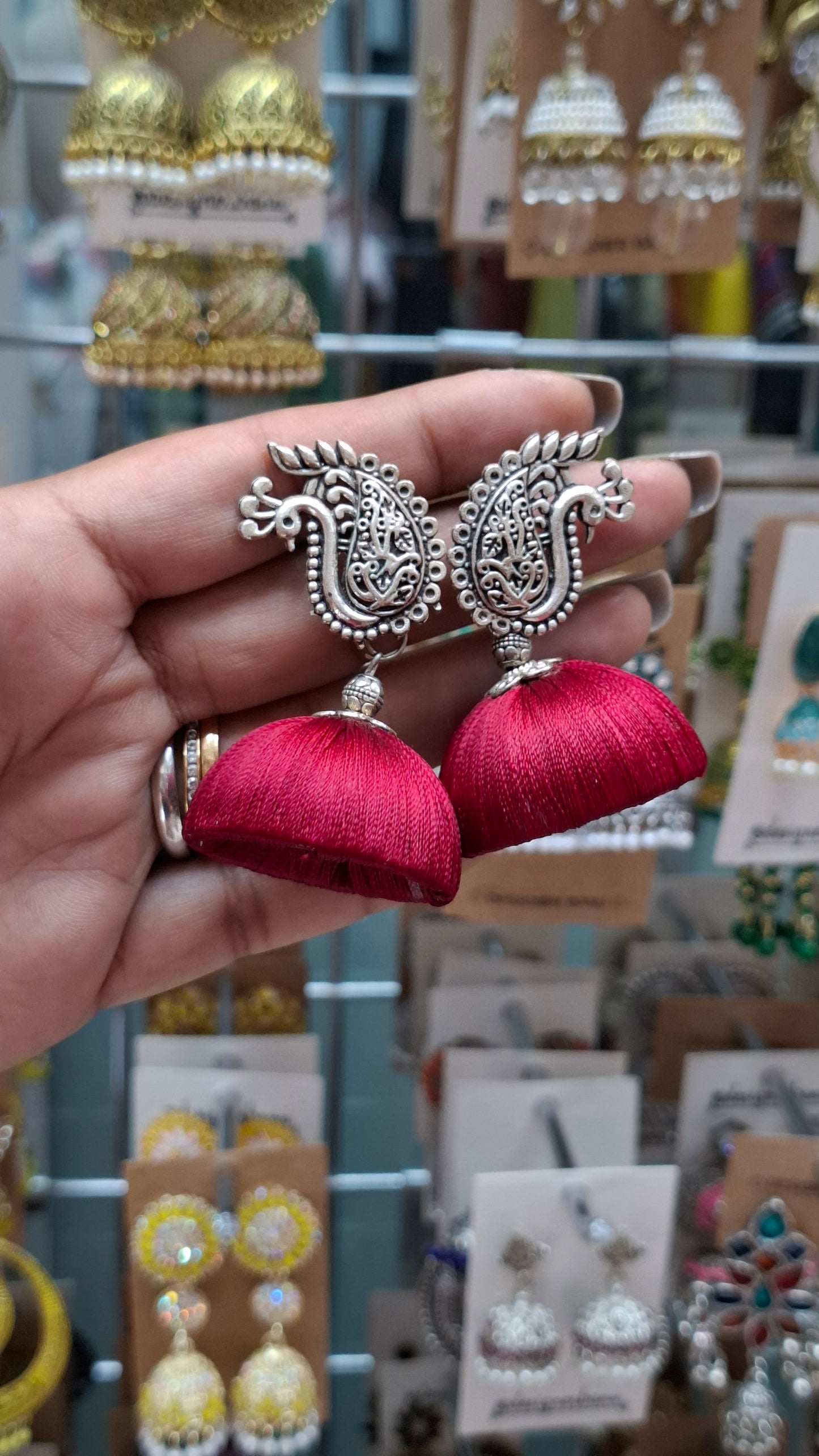 SILVER GANESHA SET (DEEP RED)