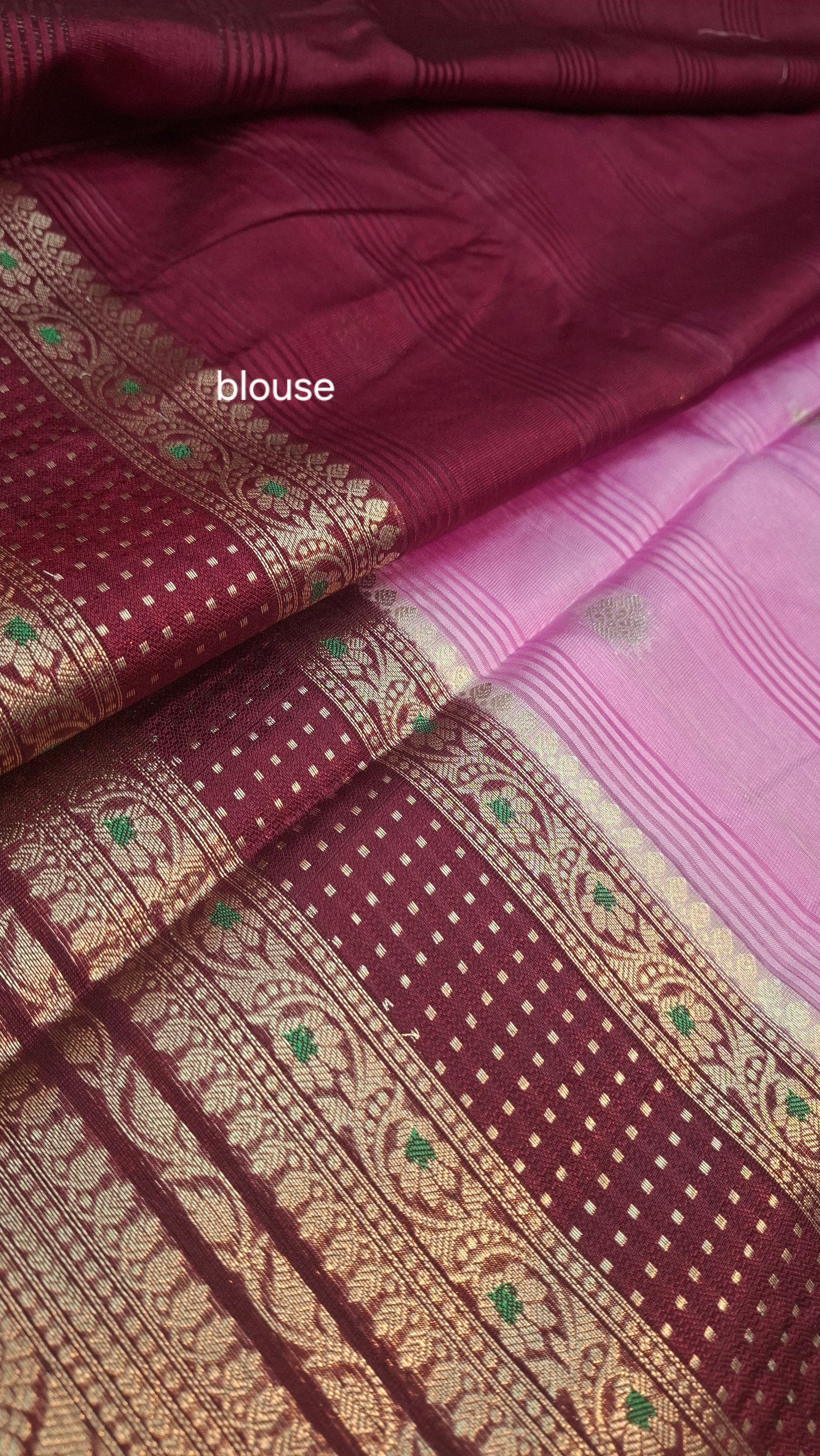 PINK & MAROON SEMI SILK