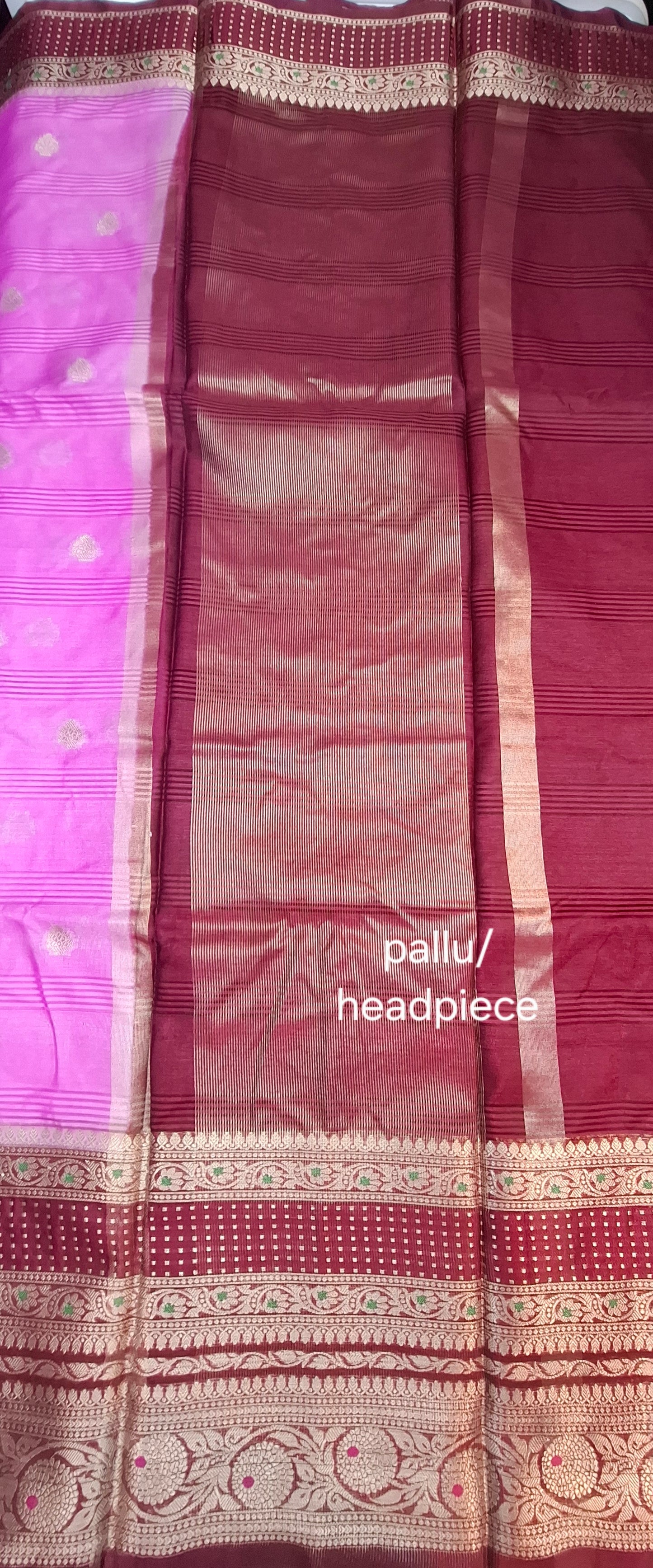 PINK & MAROON SEMI SILK