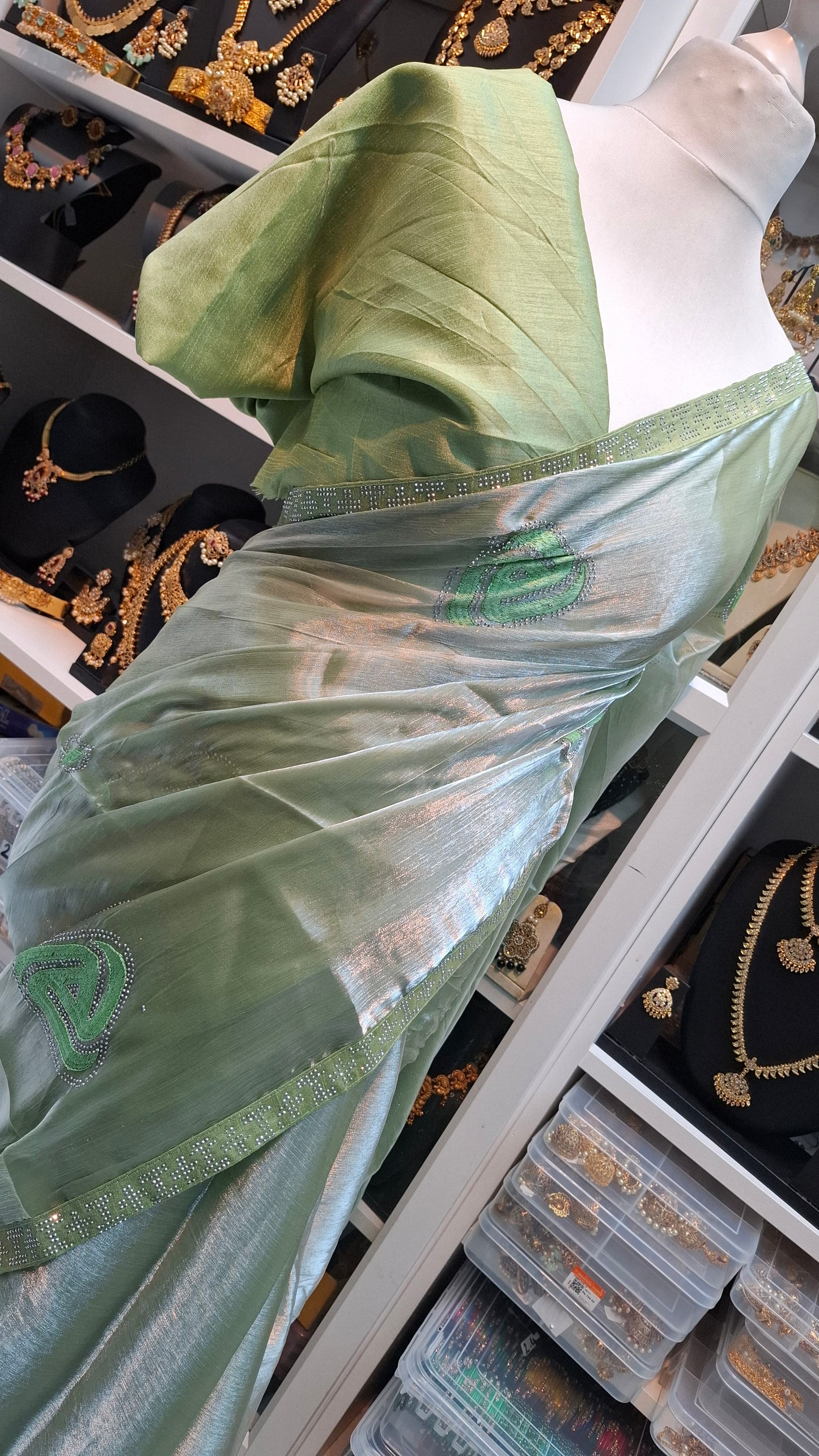 SAGE GREEN ORGANZA SAREE