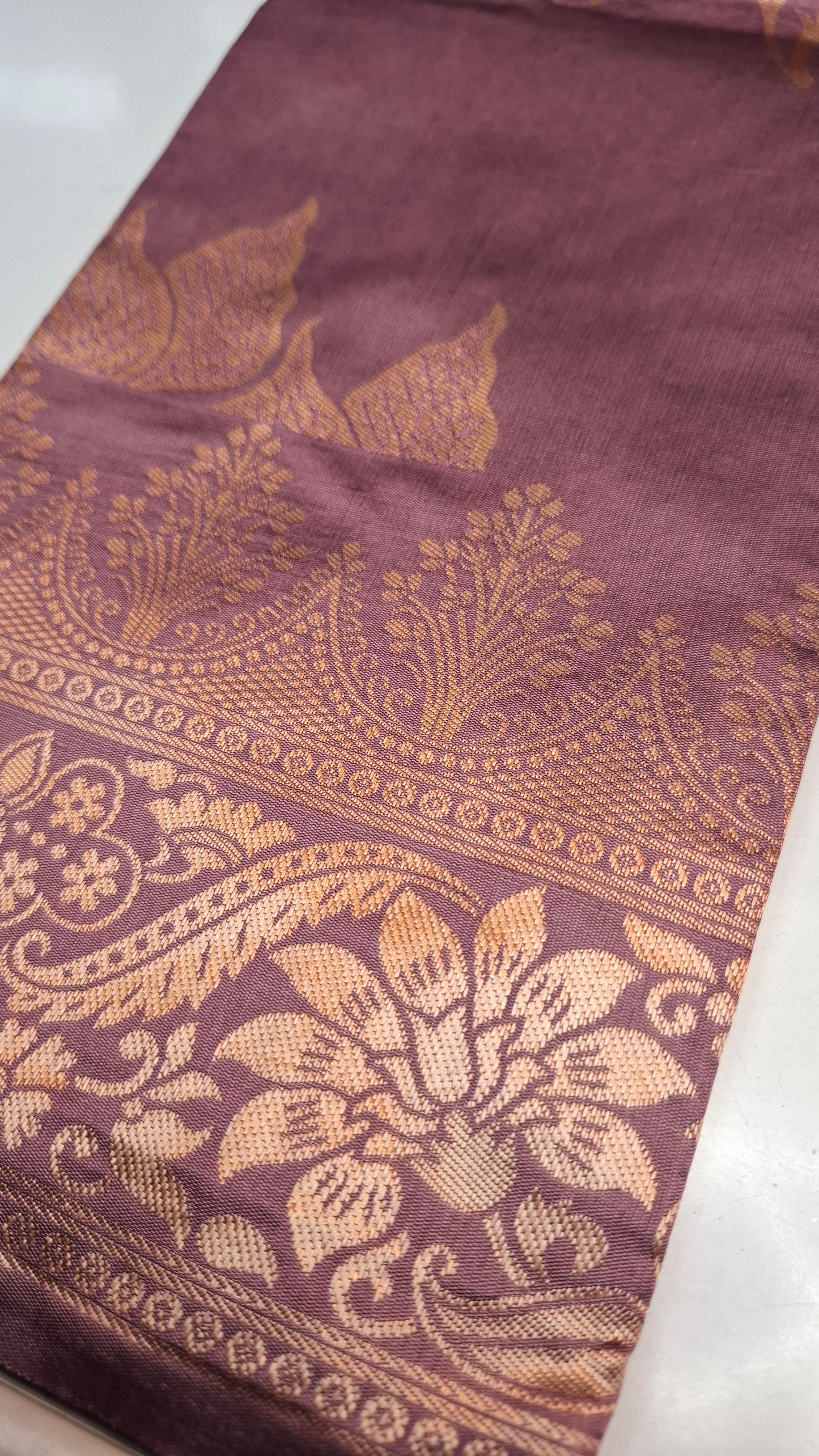 MAUVE & GREEN SEMI SILK