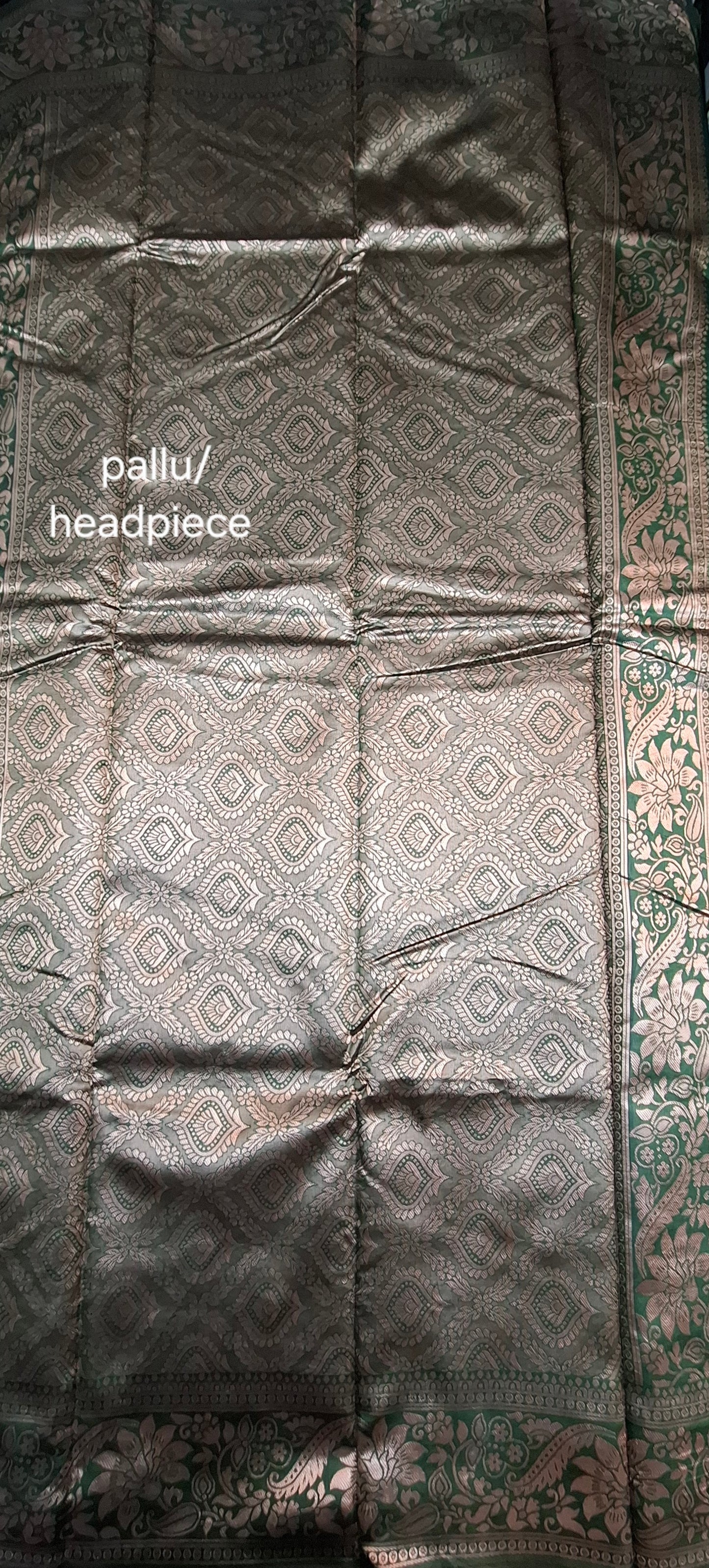MAUVE & GREEN SEMI SILK